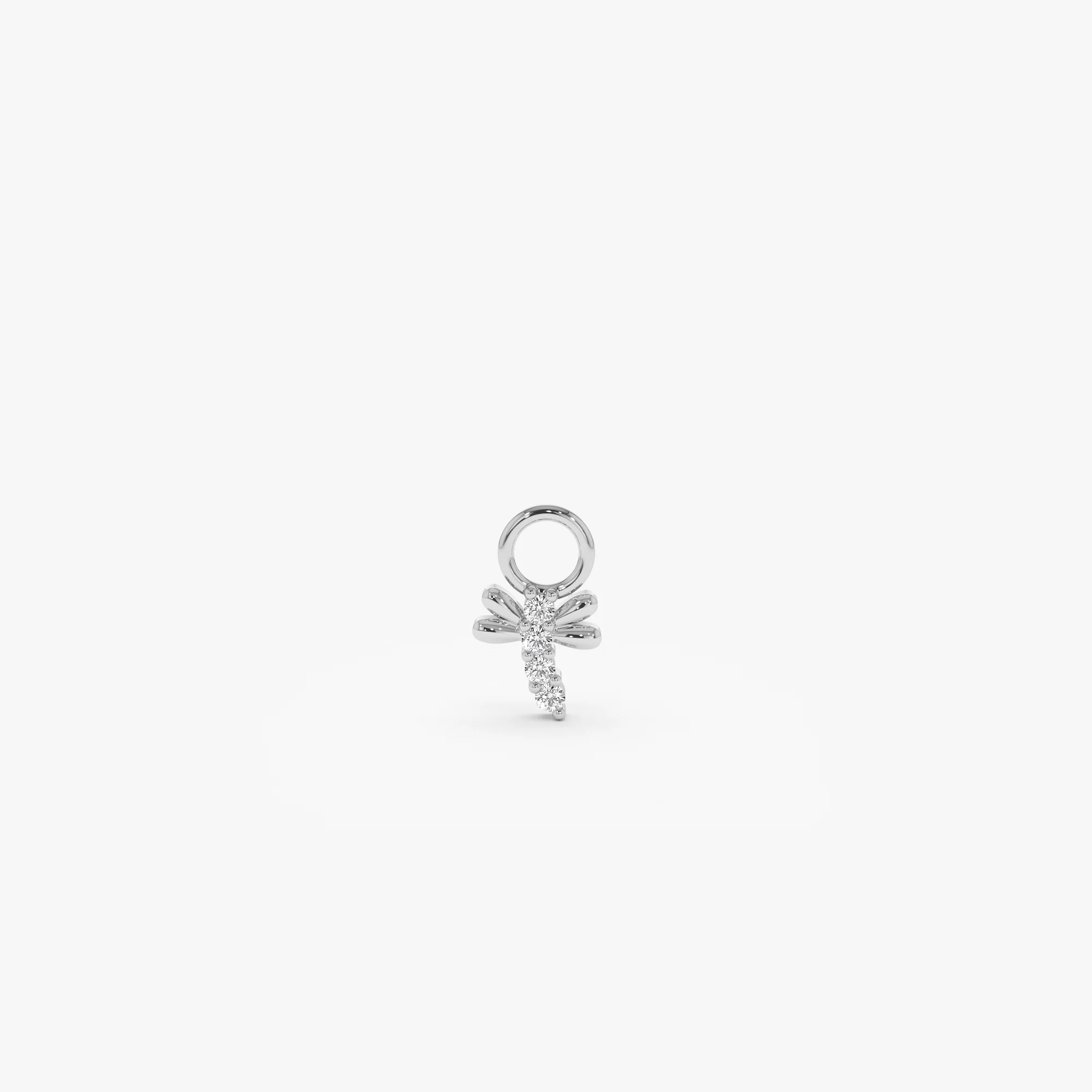14k Diamond Dragon Fly Hoop Charm - Image 4