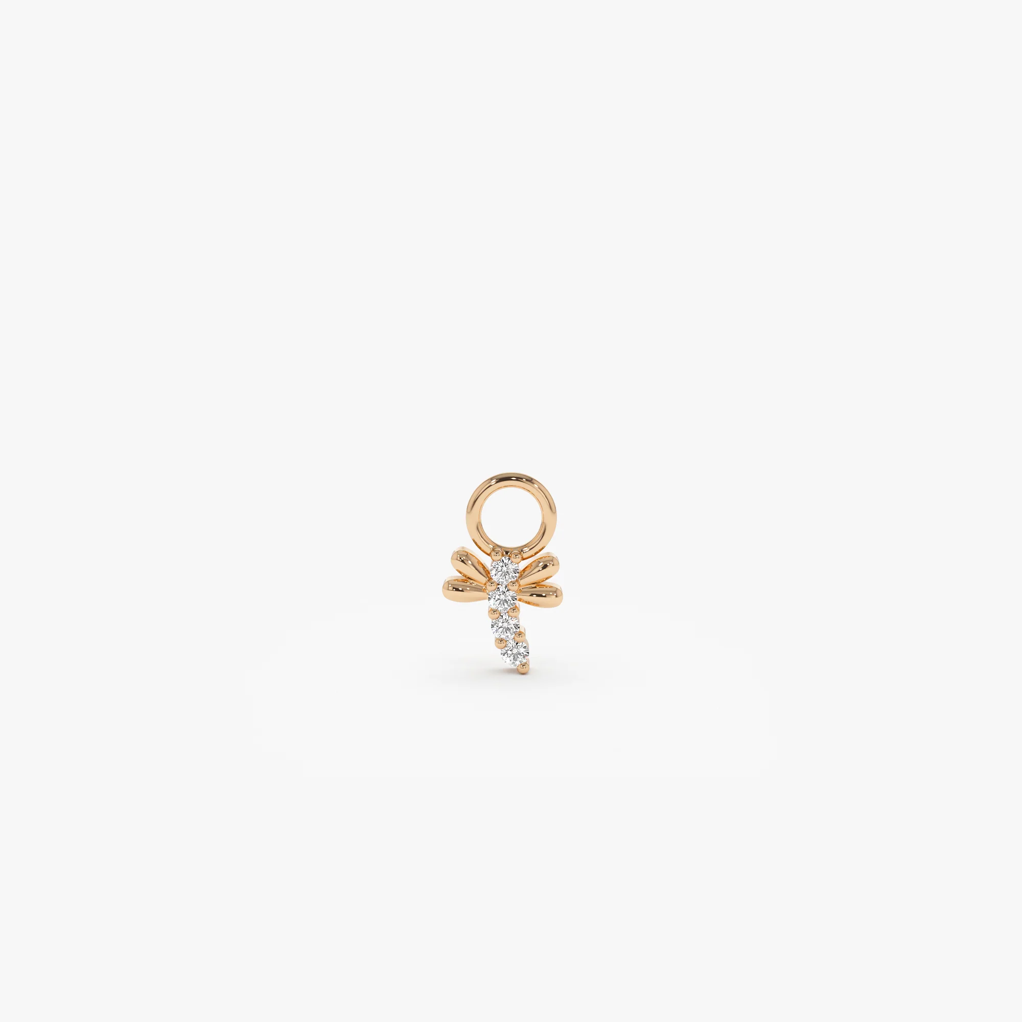 14k Diamond Dragon Fly Hoop Charm - Image 5