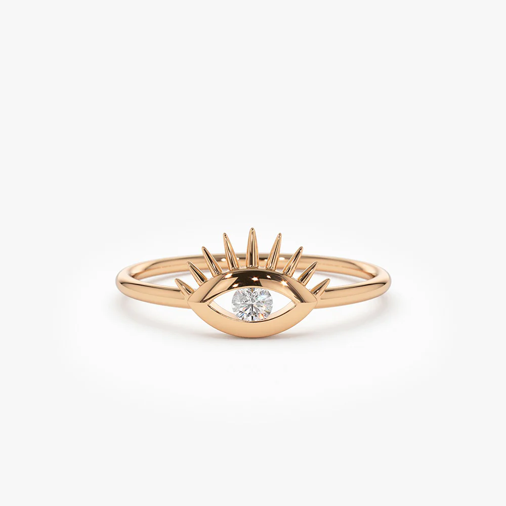 14k Diamond Evil Eye Ring - Image 4