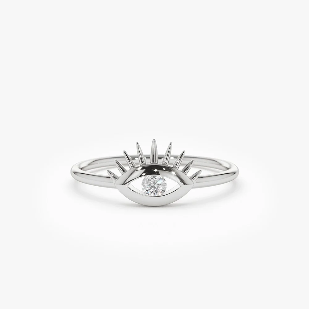14k Diamond Evil Eye Ring - Image 5