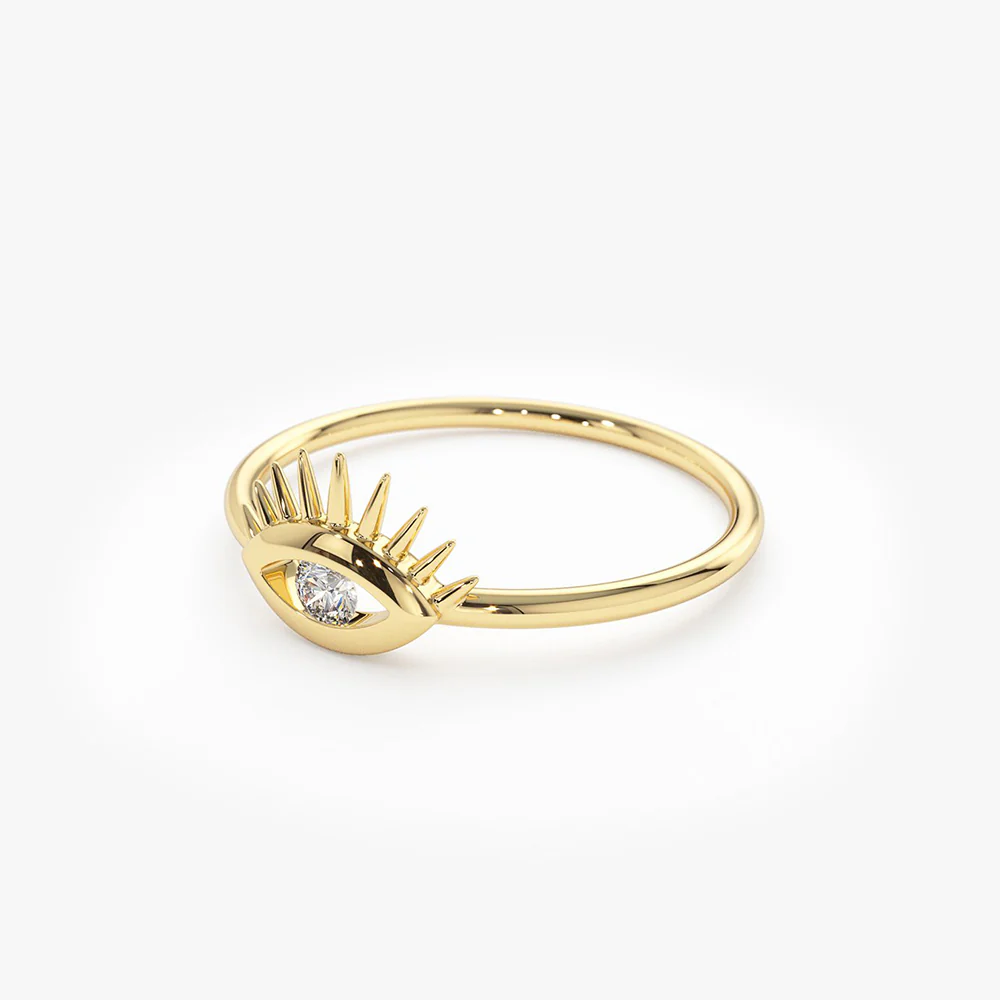 14k Diamond Evil Eye Ring - Image 6