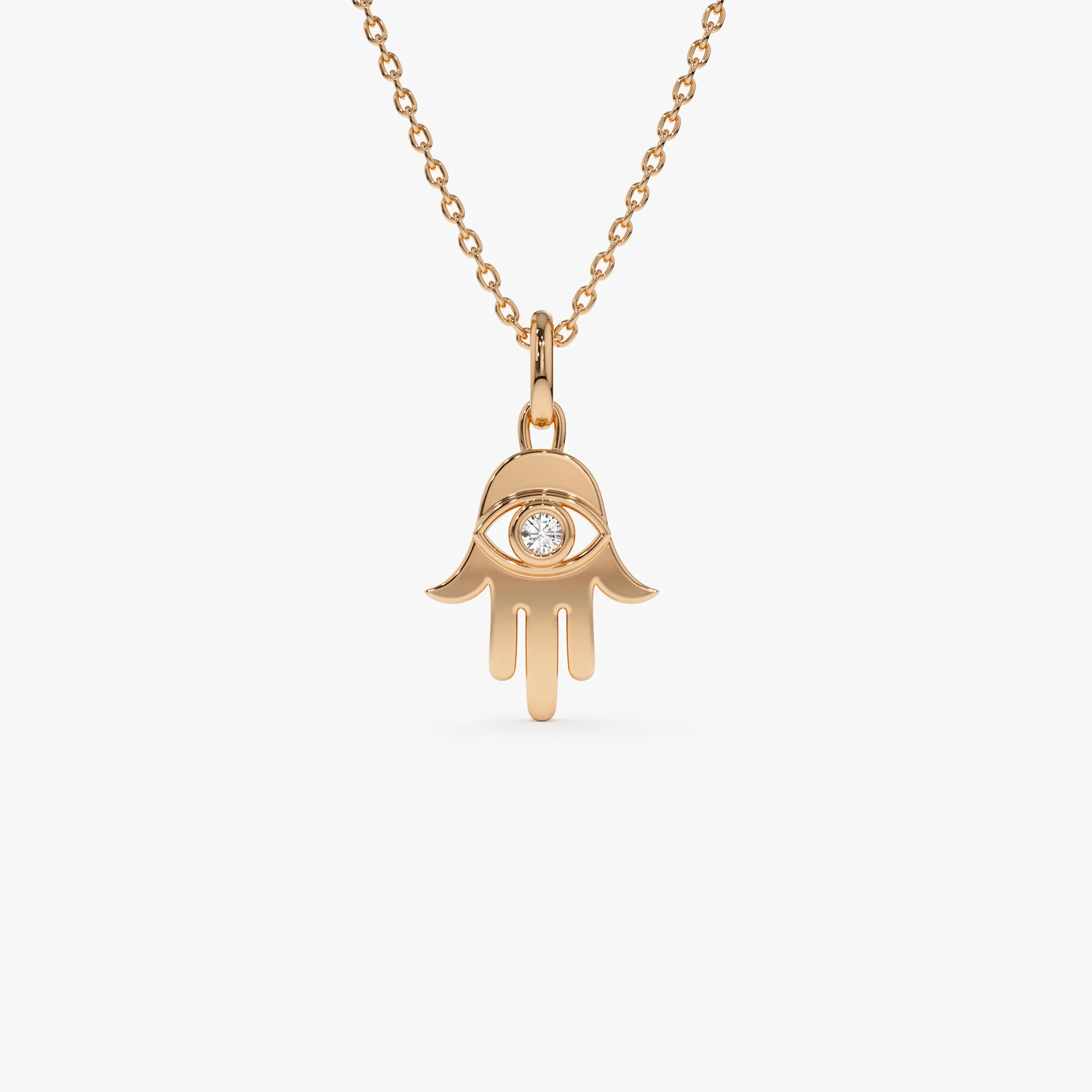 14k Diamond Hamsa Hand Protection Necklace - Image 3