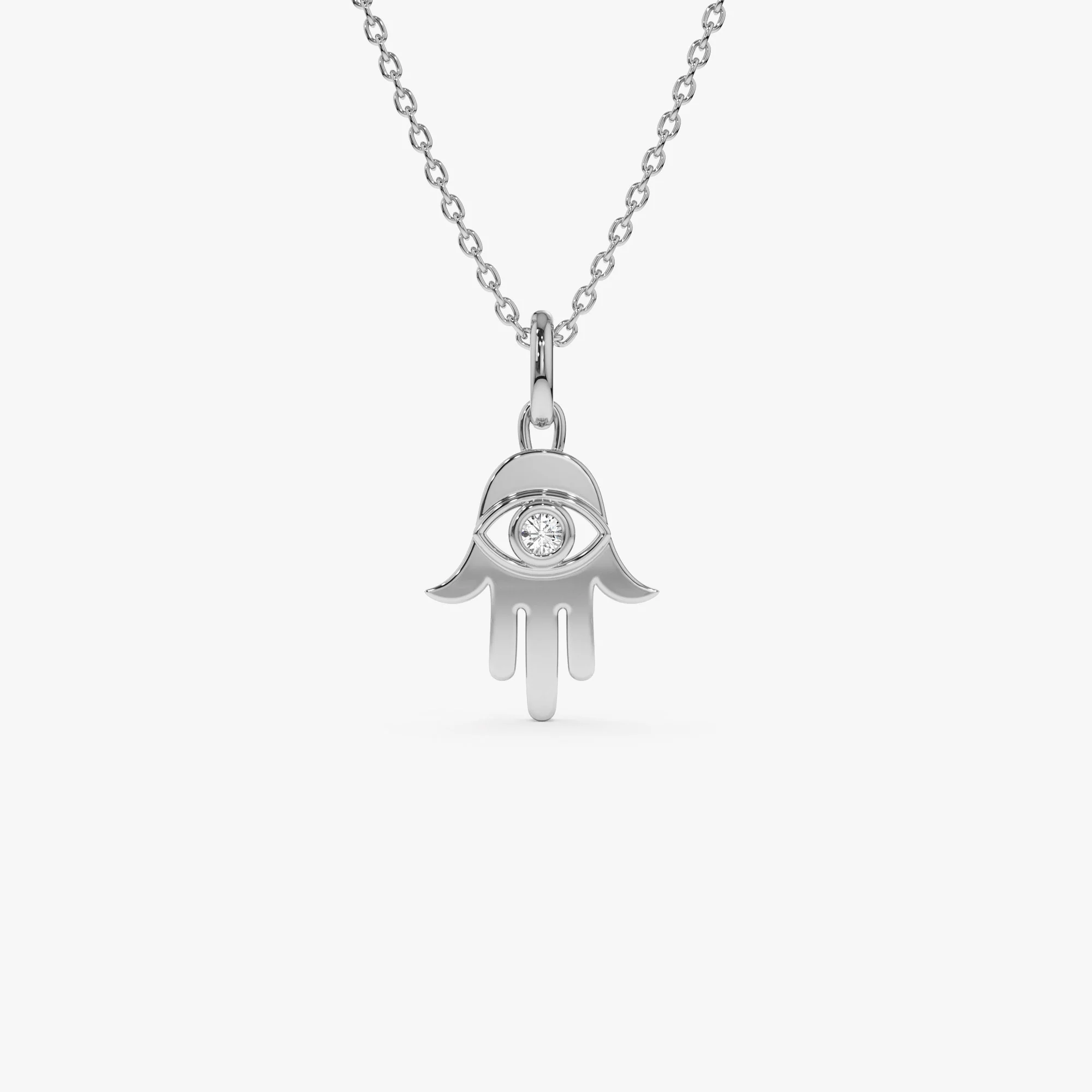 14k Diamond Hamsa Hand Protection Necklace - Image 4