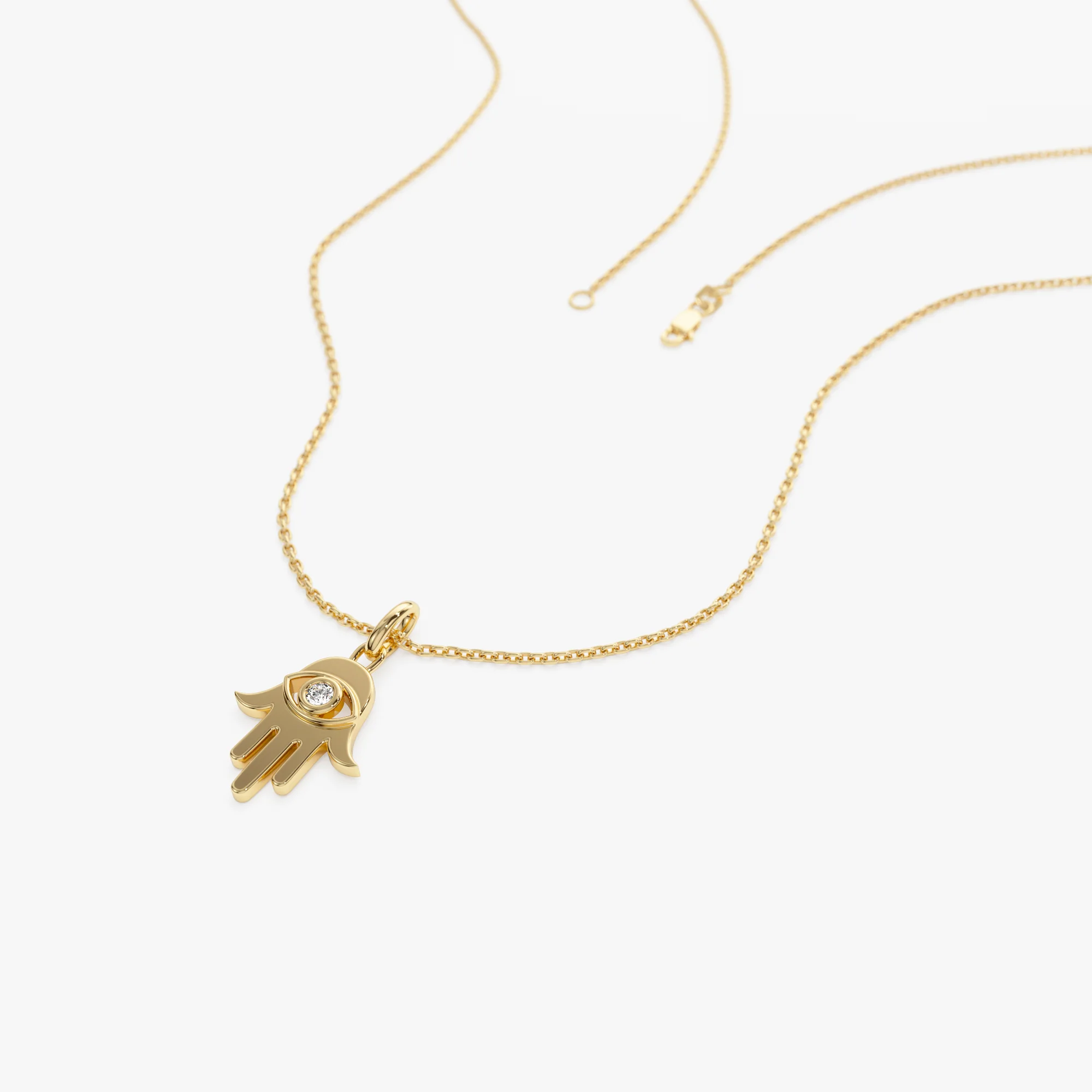 14k Diamond Hamsa Hand Protection Necklace - Image 5
