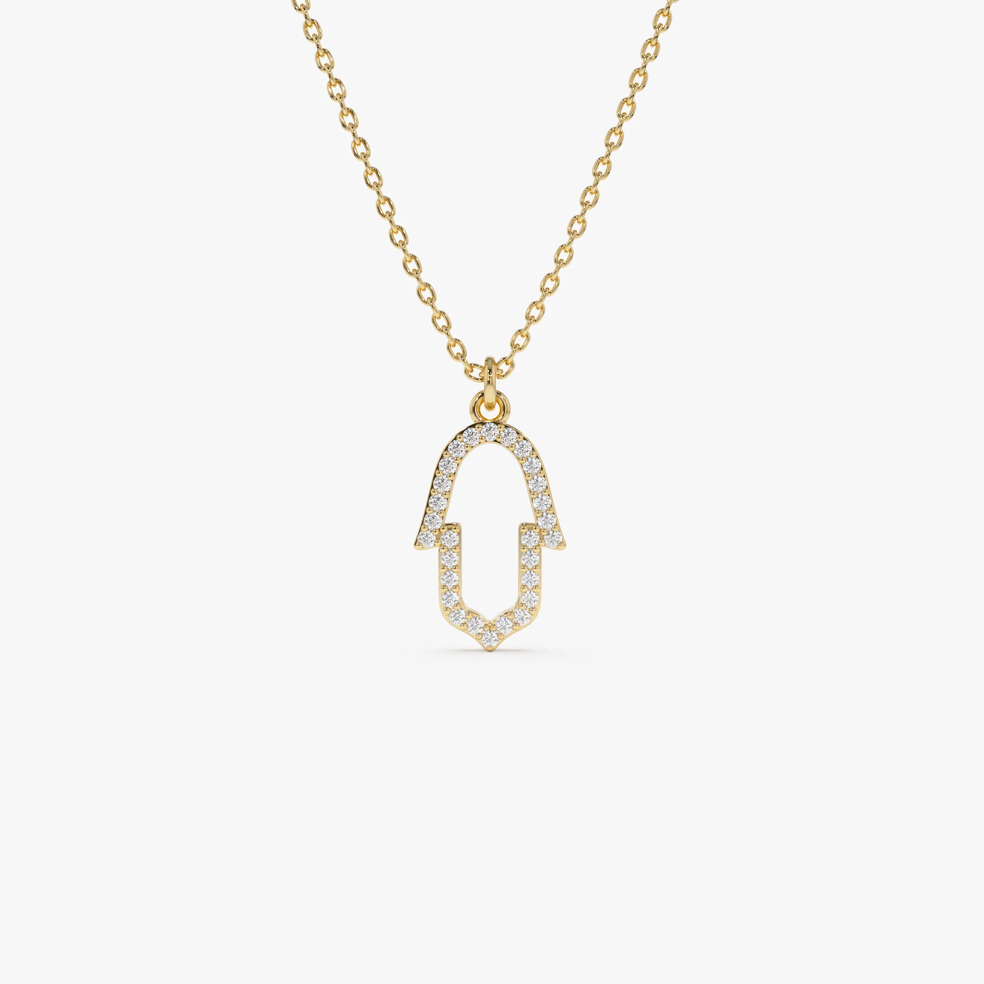 14k Diamond Hamsa Necklace