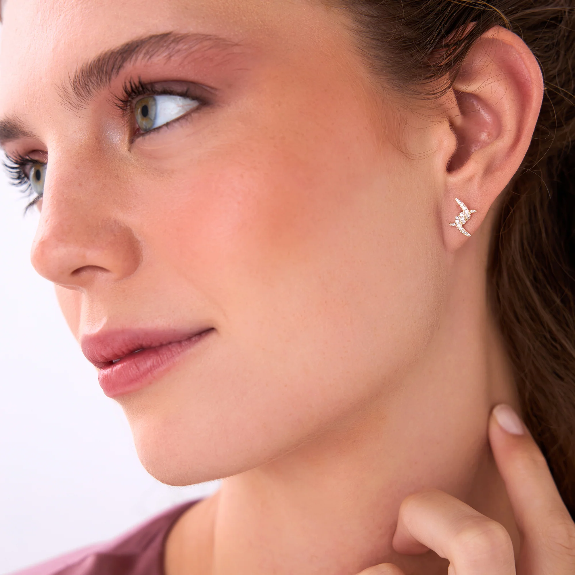 14k Diamond Knot Unique Stud Earrings - Image 3