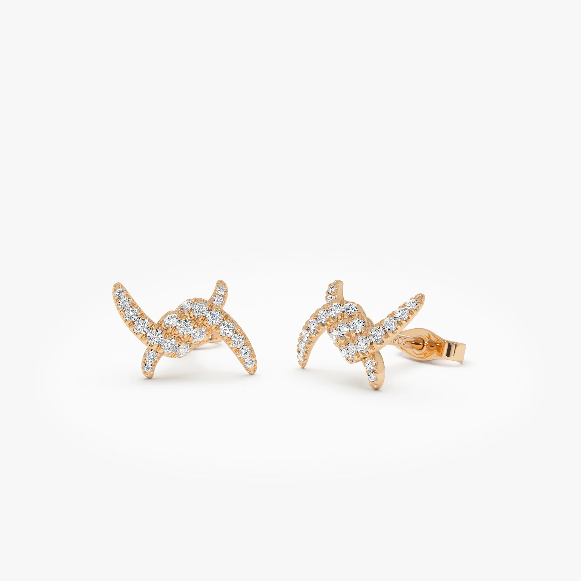 14k Diamond Knot Unique Stud Earrings - Image 6