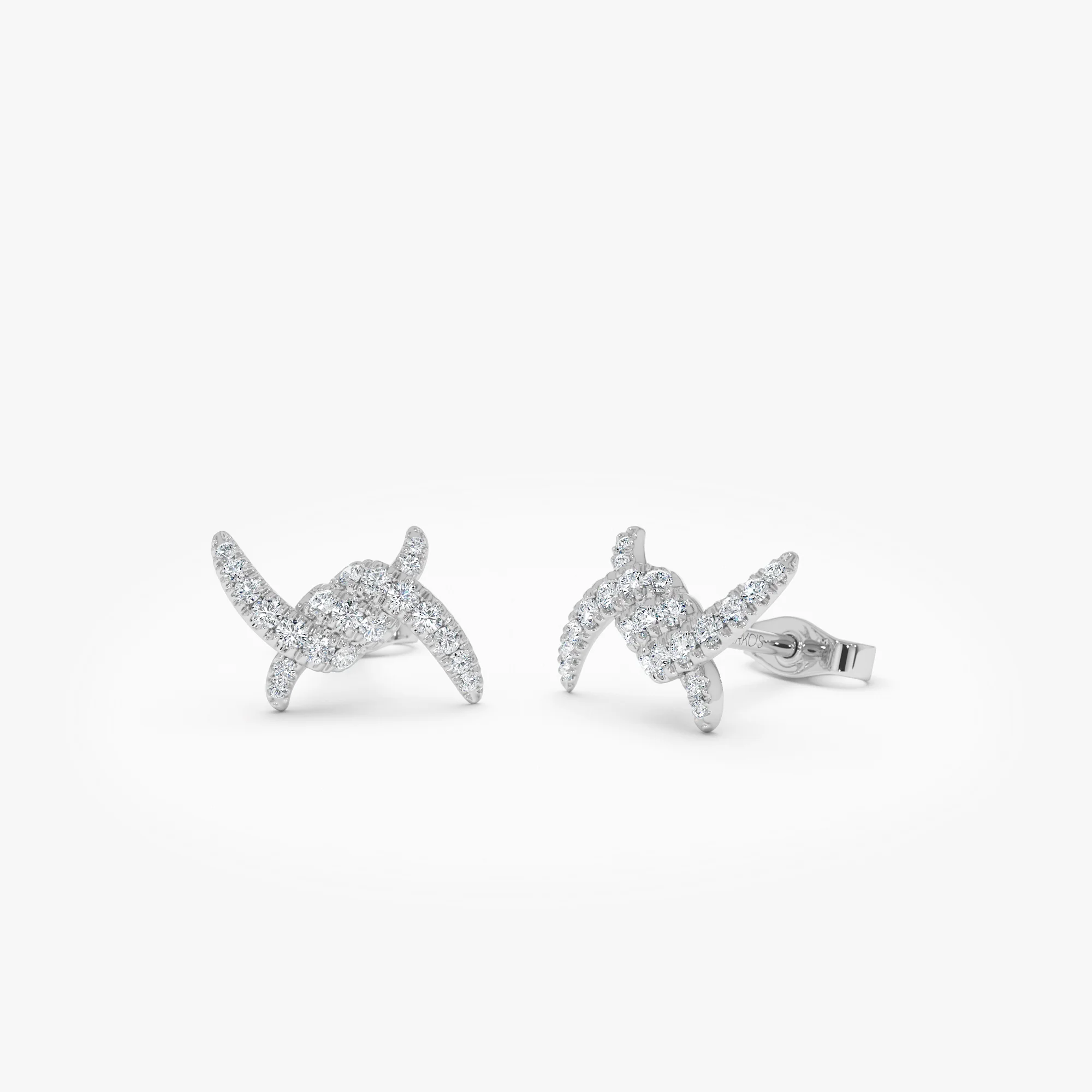 14k Diamond Knot Unique Stud Earrings - Image 7