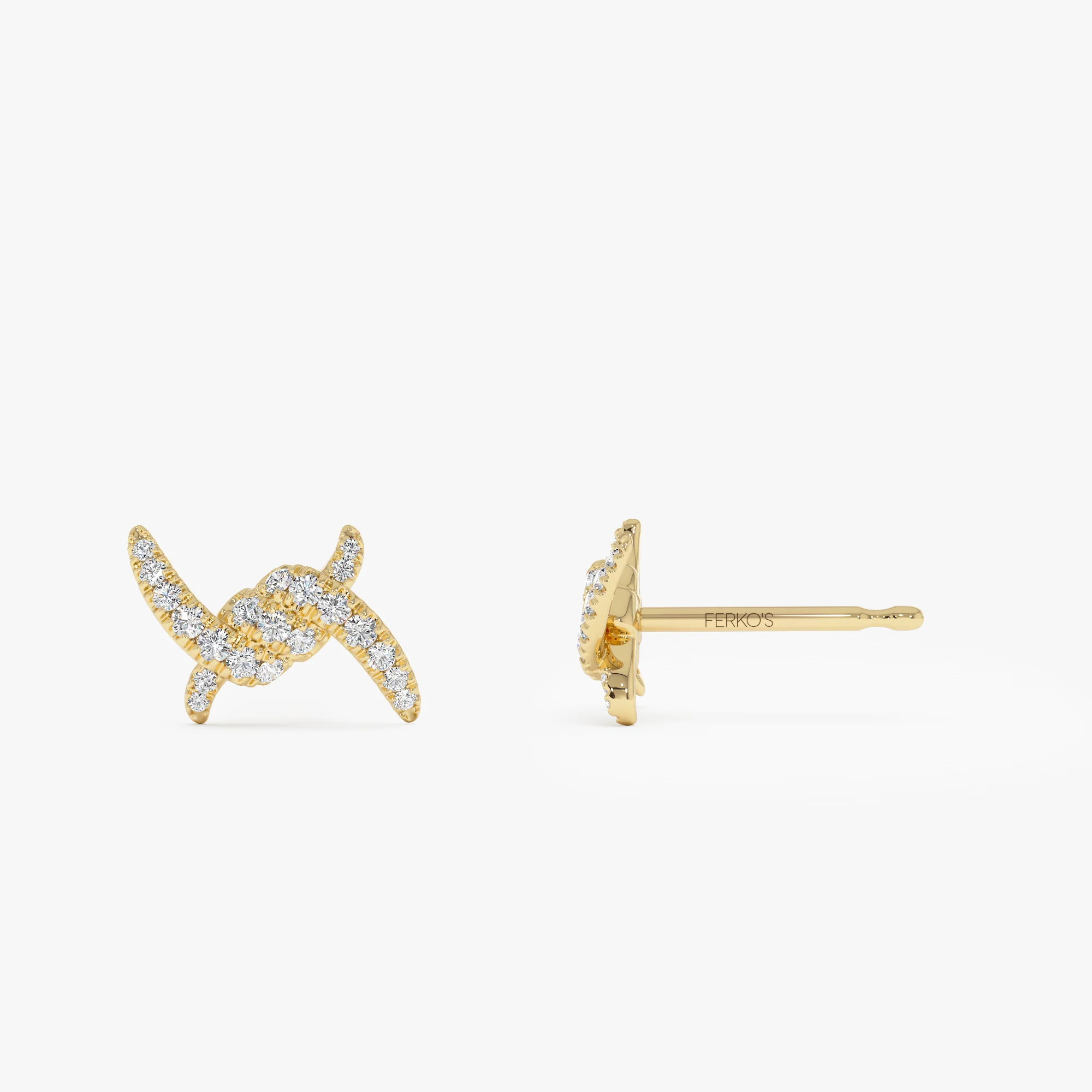 14k Diamond Knot Unique Stud Earrings - Image 8