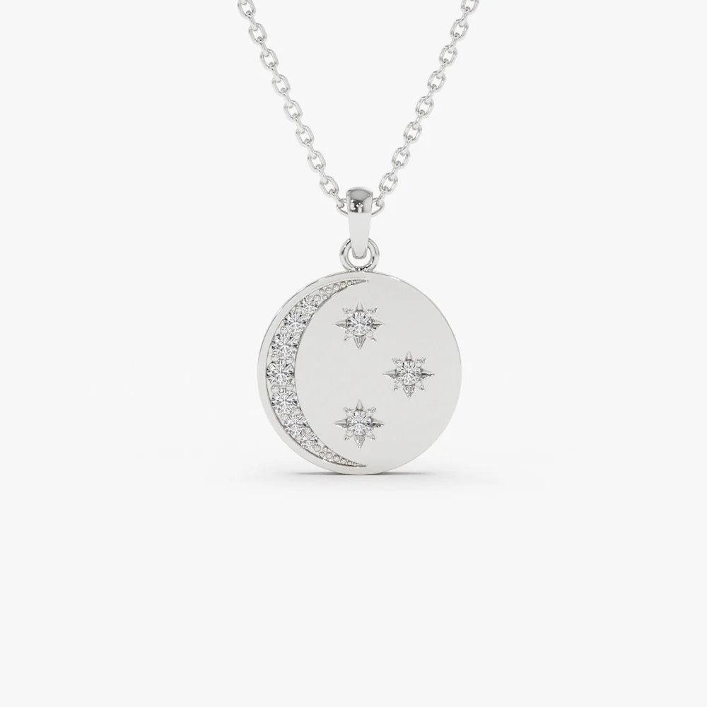 14k Diamond Moon and Crescent Pendant - Image 6
