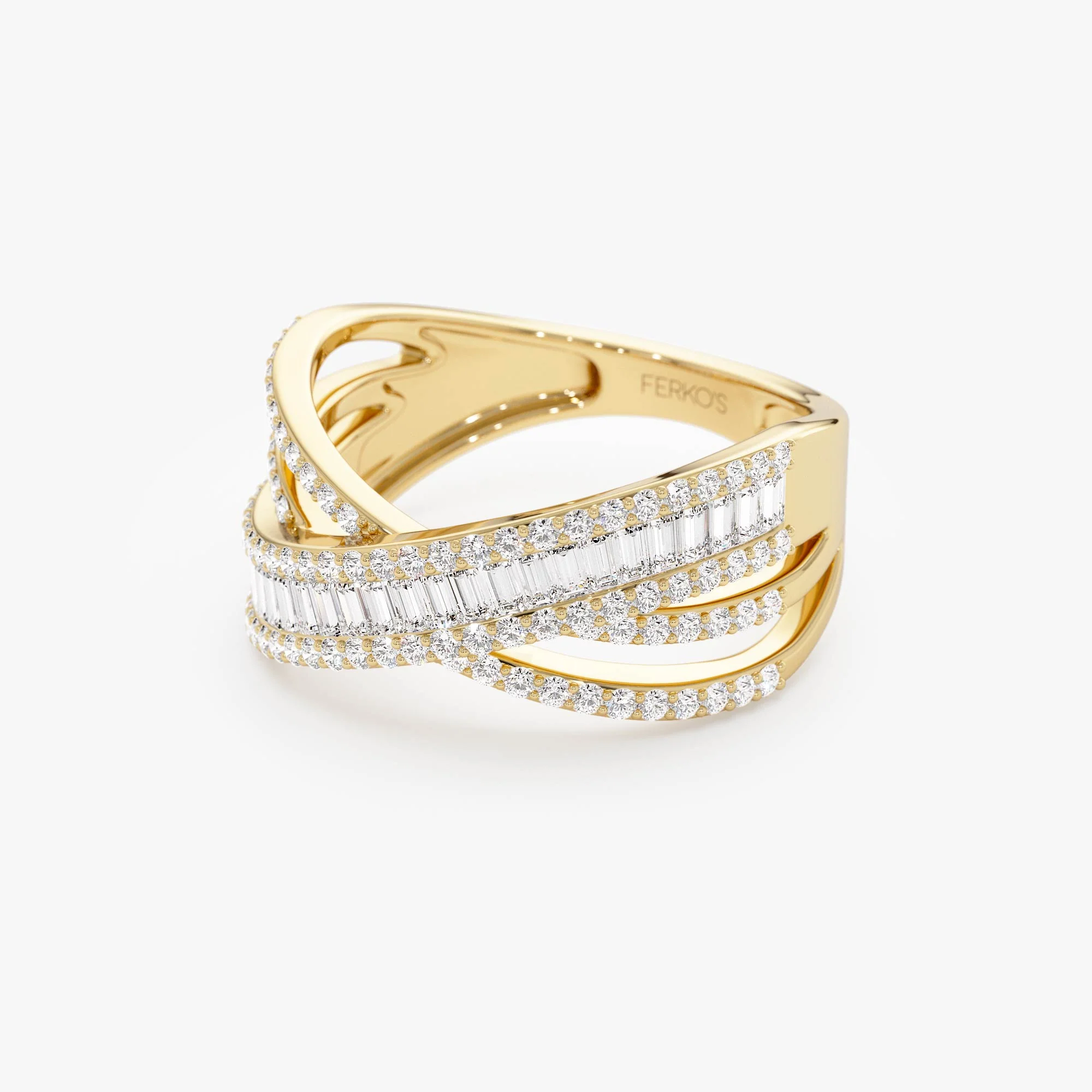 14k Diamond Multi Row Criss Cross Band Ring - Image 8