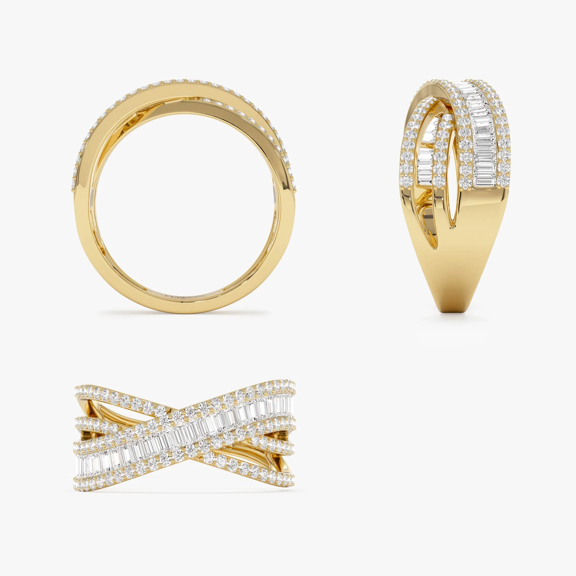 14k Diamond Multi Row Criss Cross Band Ring - Image 9