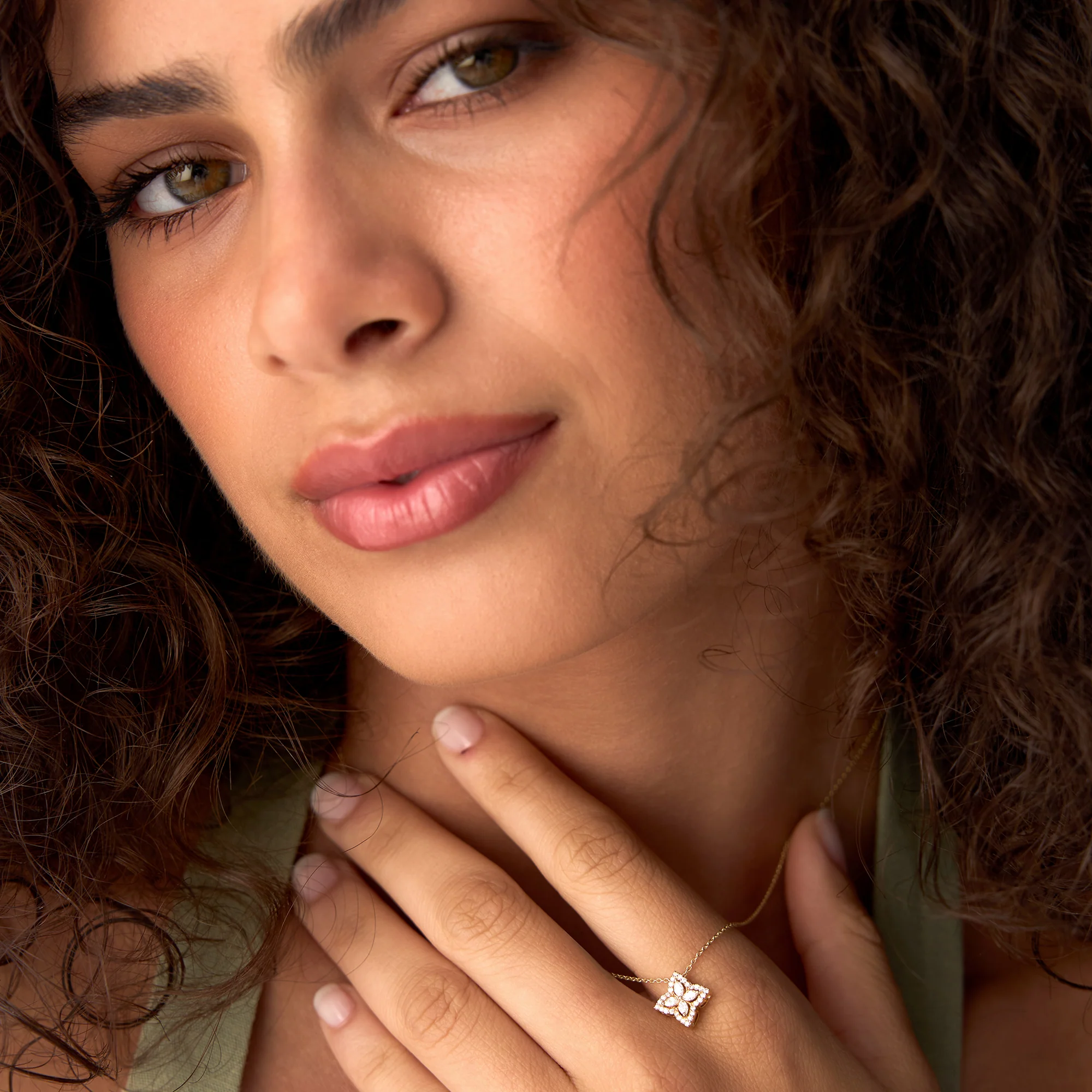 14k Diamond Petal Cluster Pendant Necklace - Image 3