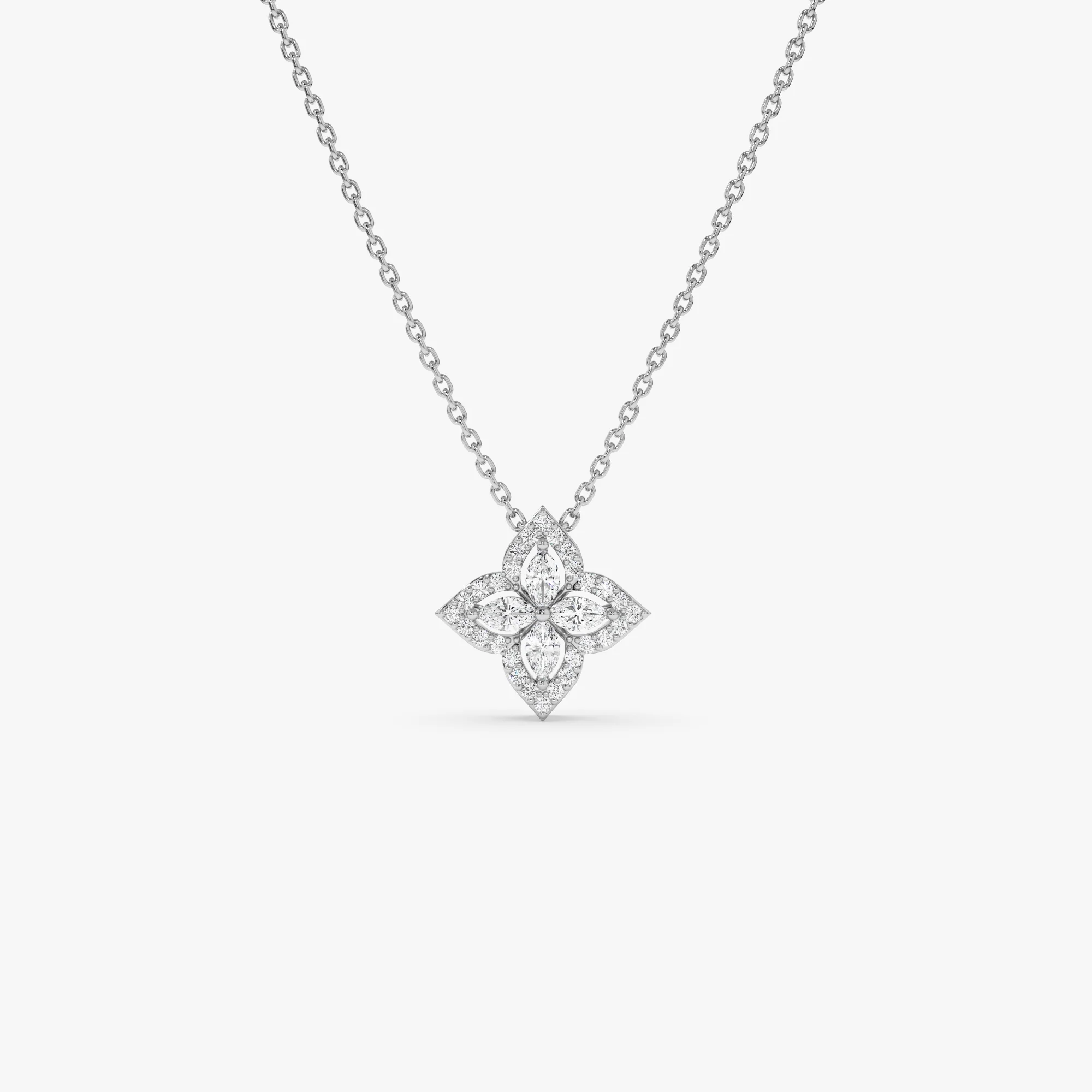 14k Diamond Petal Cluster Pendant Necklace - Image 6