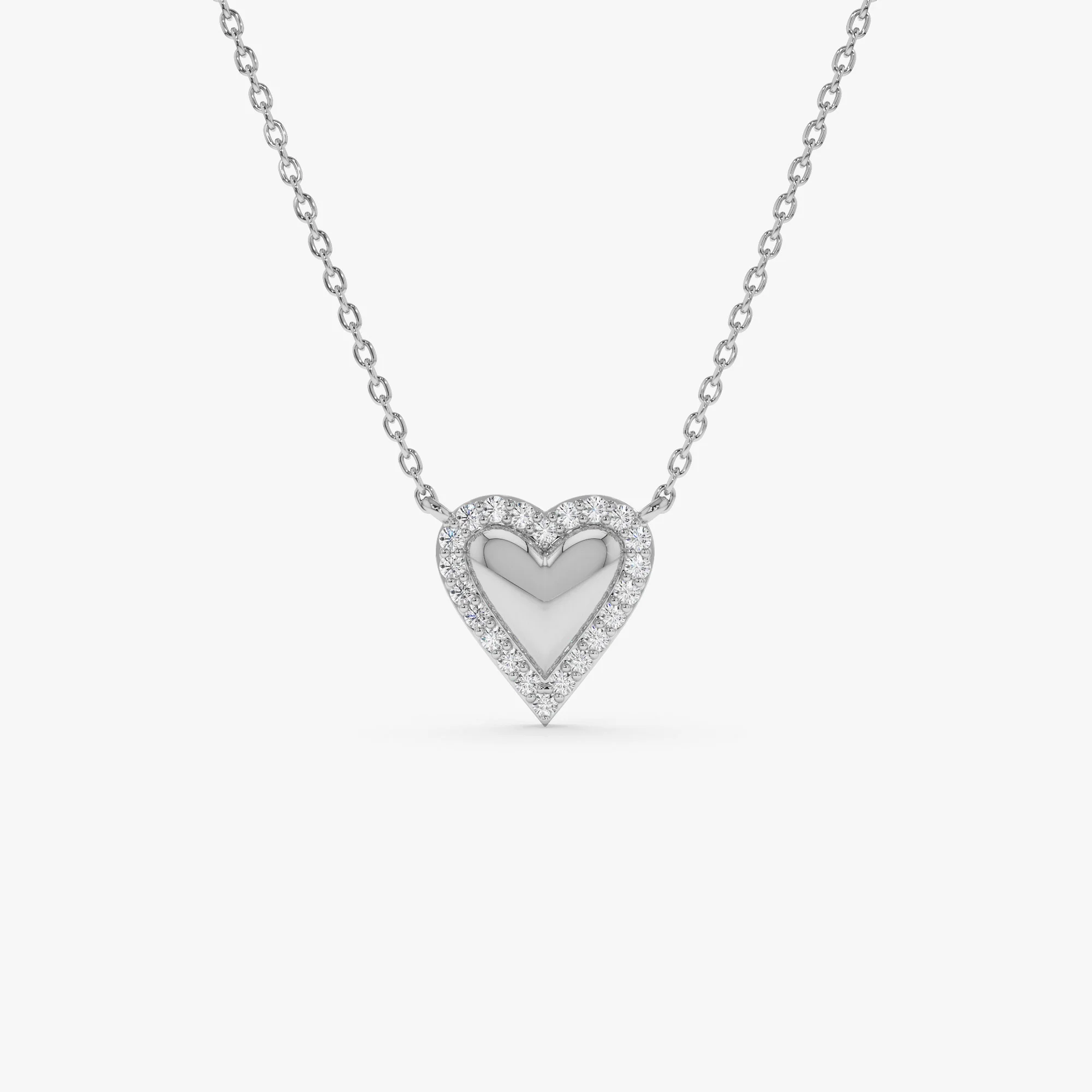 14K Diamond Puffed Heart Love Necklace - Image 6