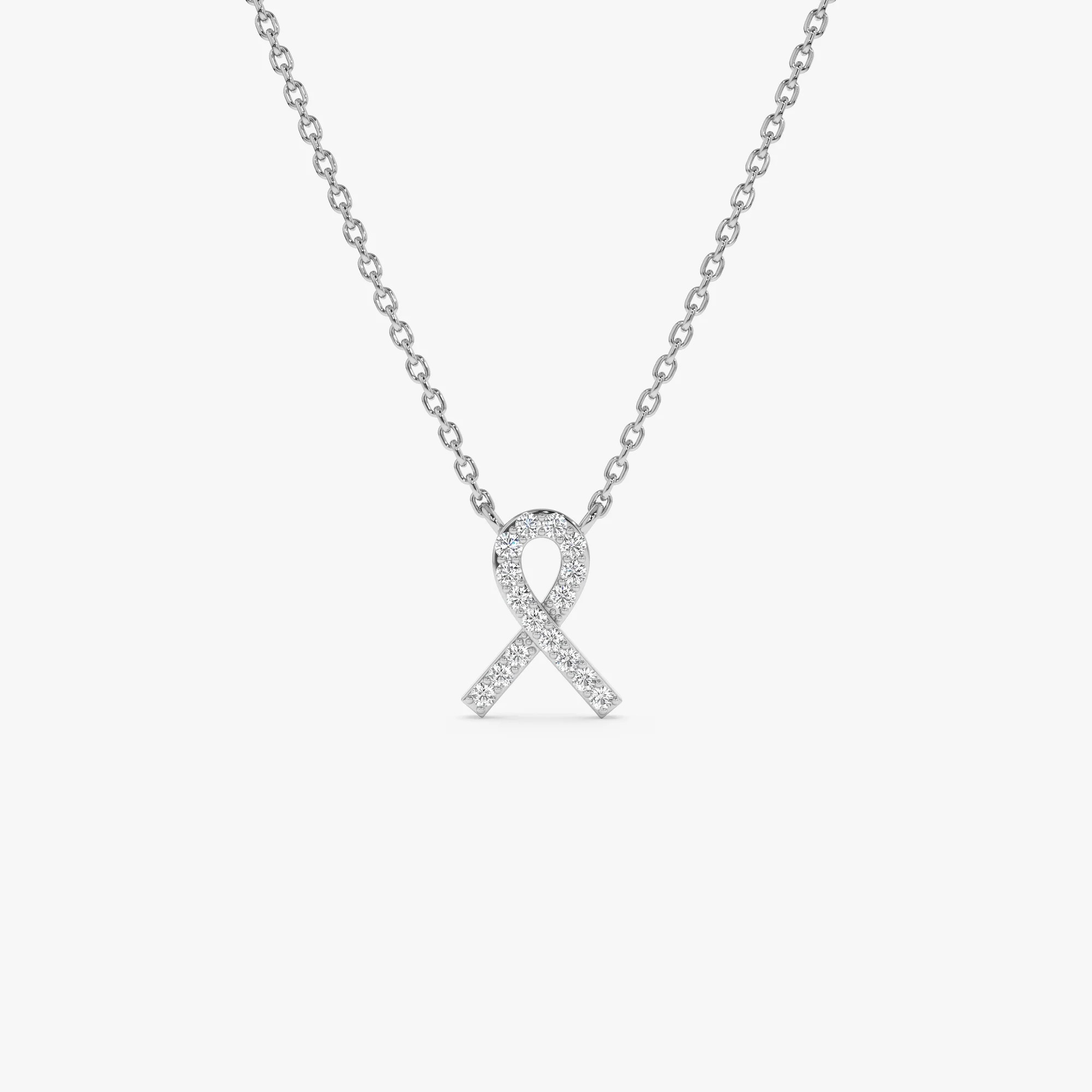 14k Diamond Ribbon Necklace - Image 4