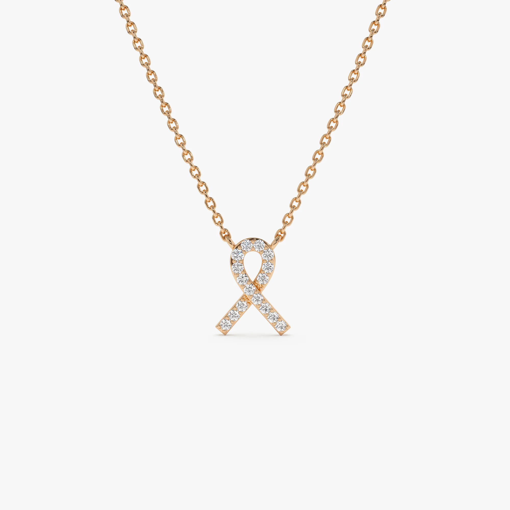 14k Diamond Ribbon Necklace - Image 5