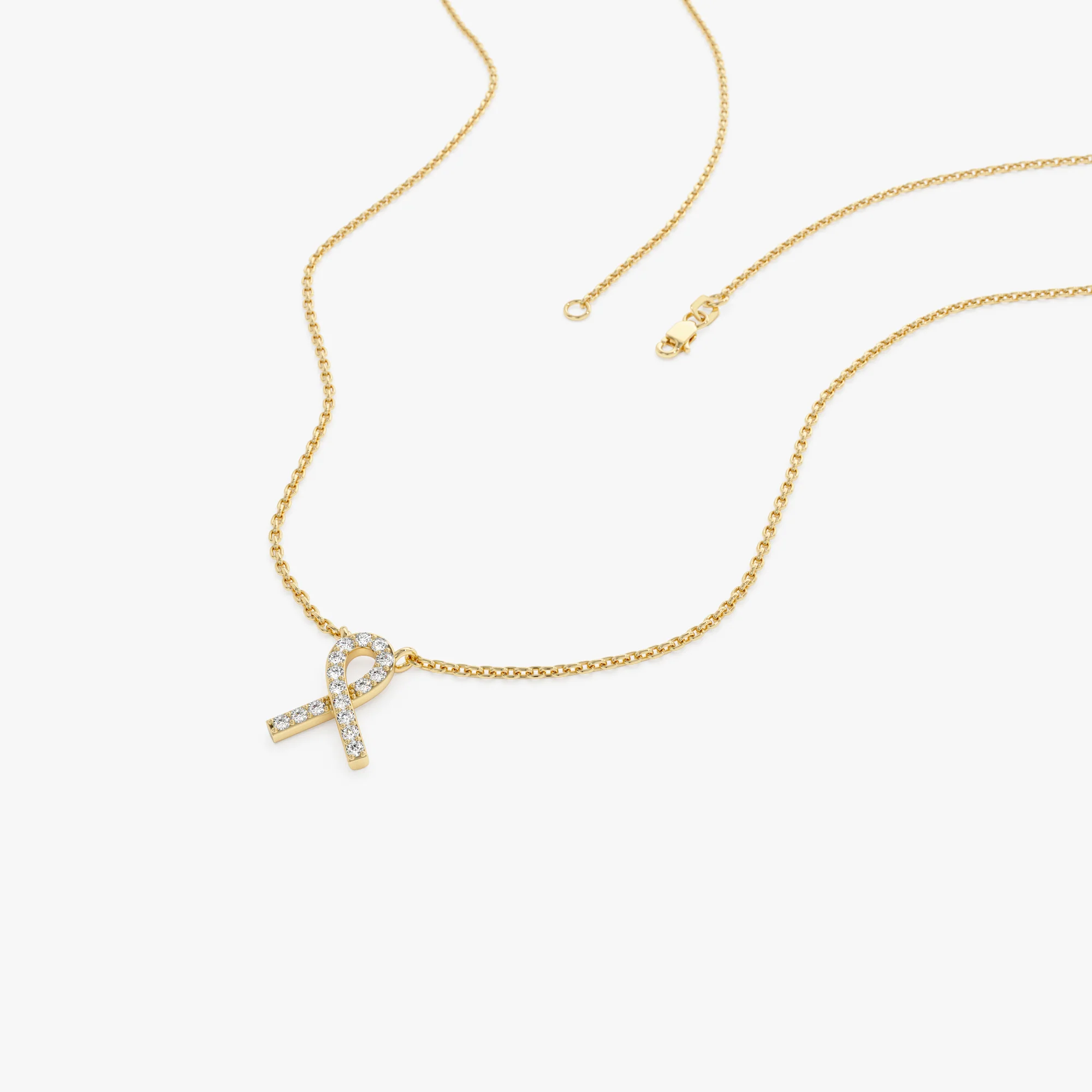 14k Diamond Ribbon Necklace - Image 6