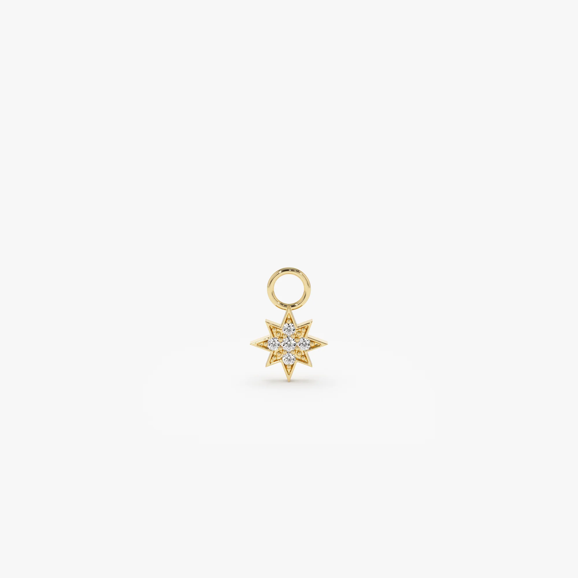 14k Diamond Star Hoop Charm