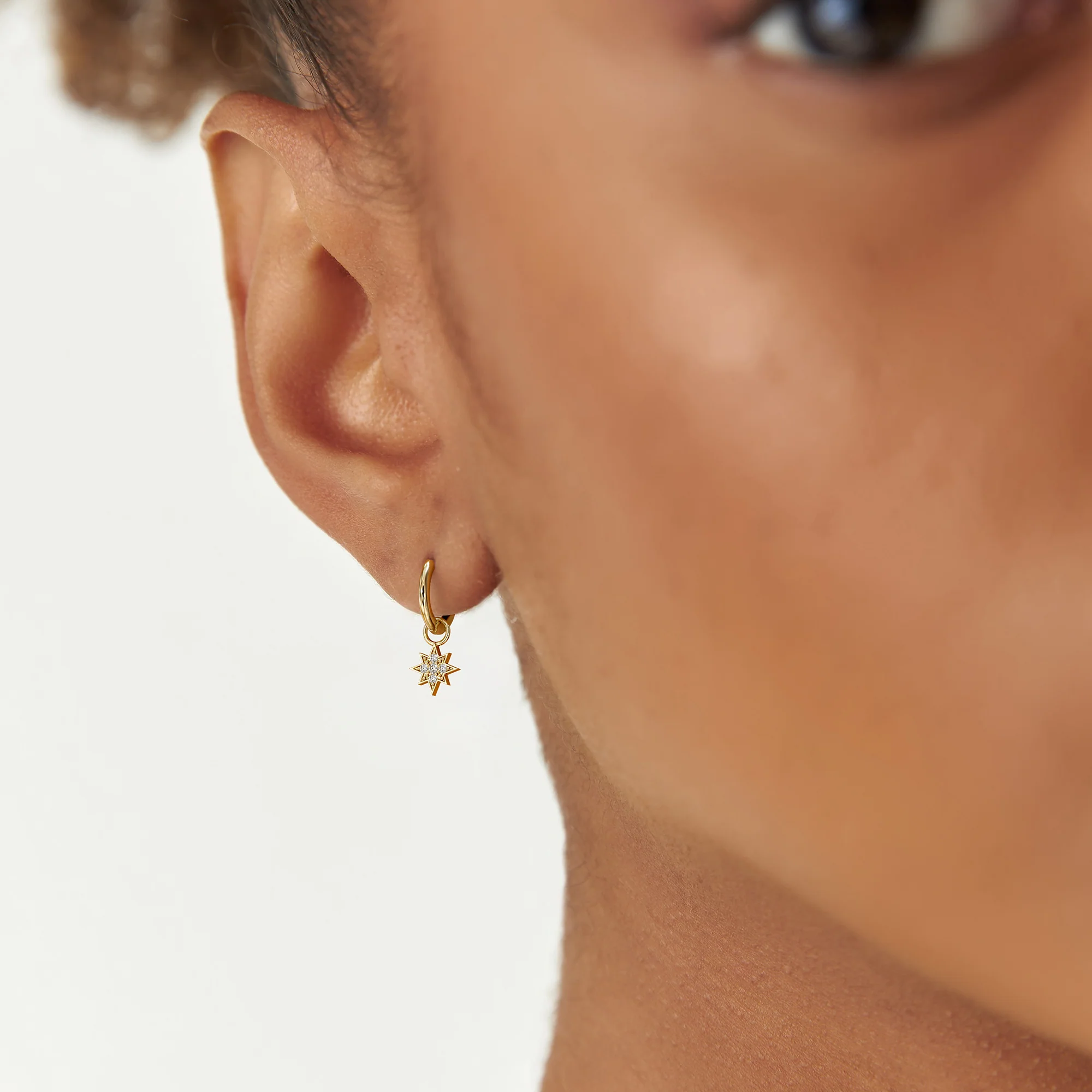 14k Diamond Star Hoop Charm - Image 2