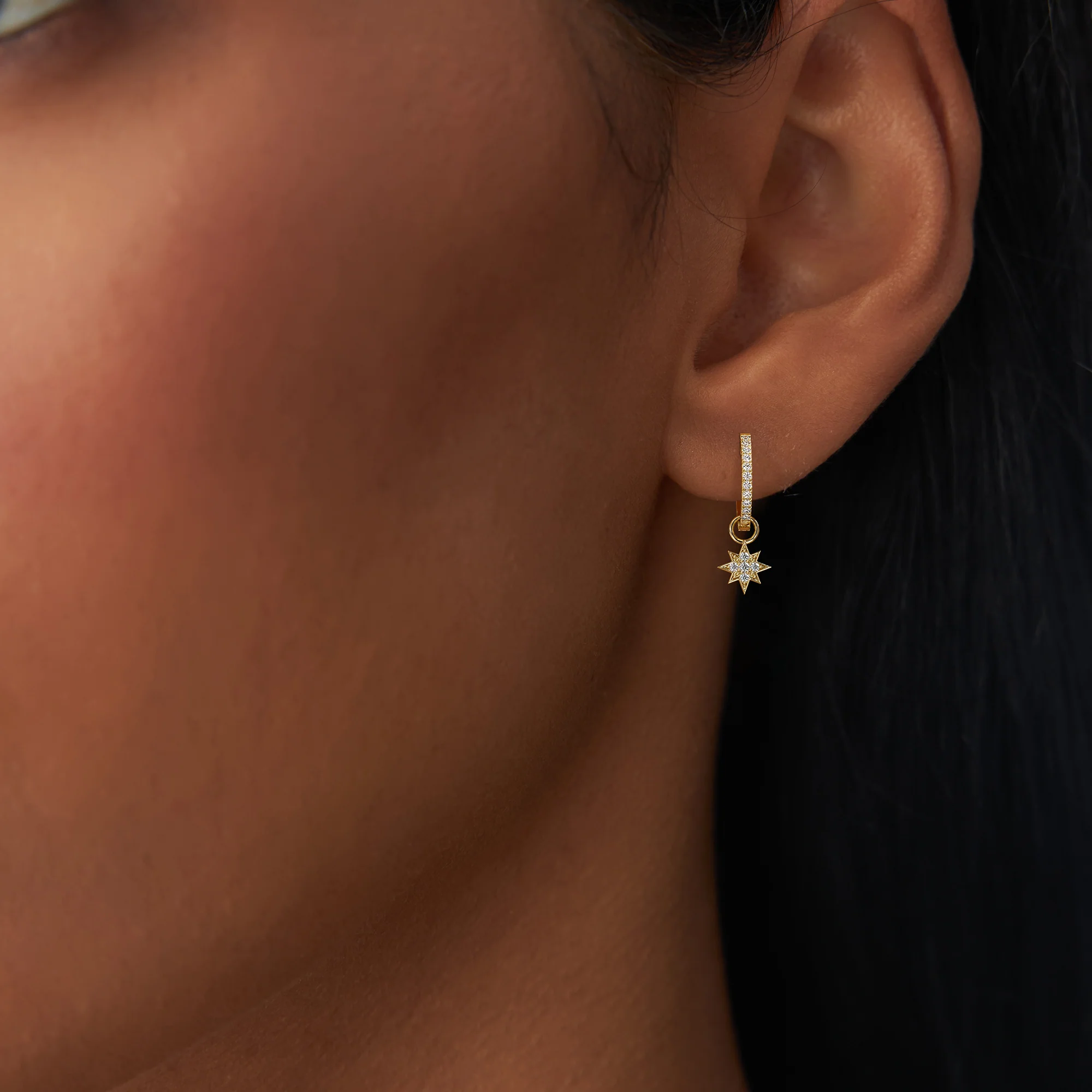 14k Diamond Star Hoop Charm - Image 3