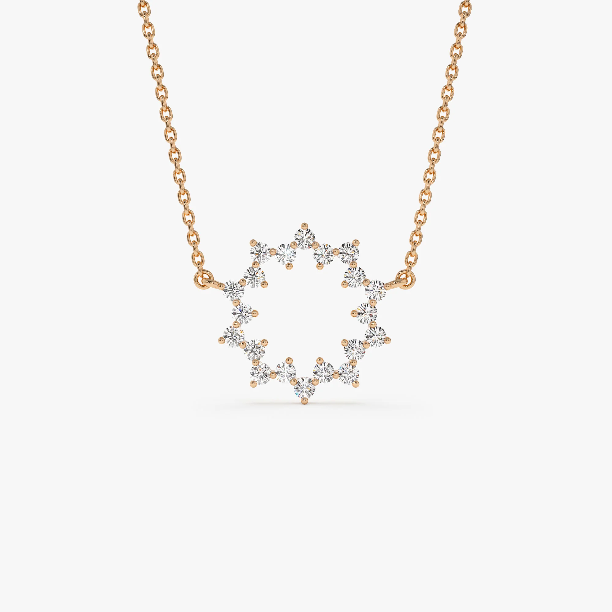 14k Diamond Sun Circle Necklace - Image 6