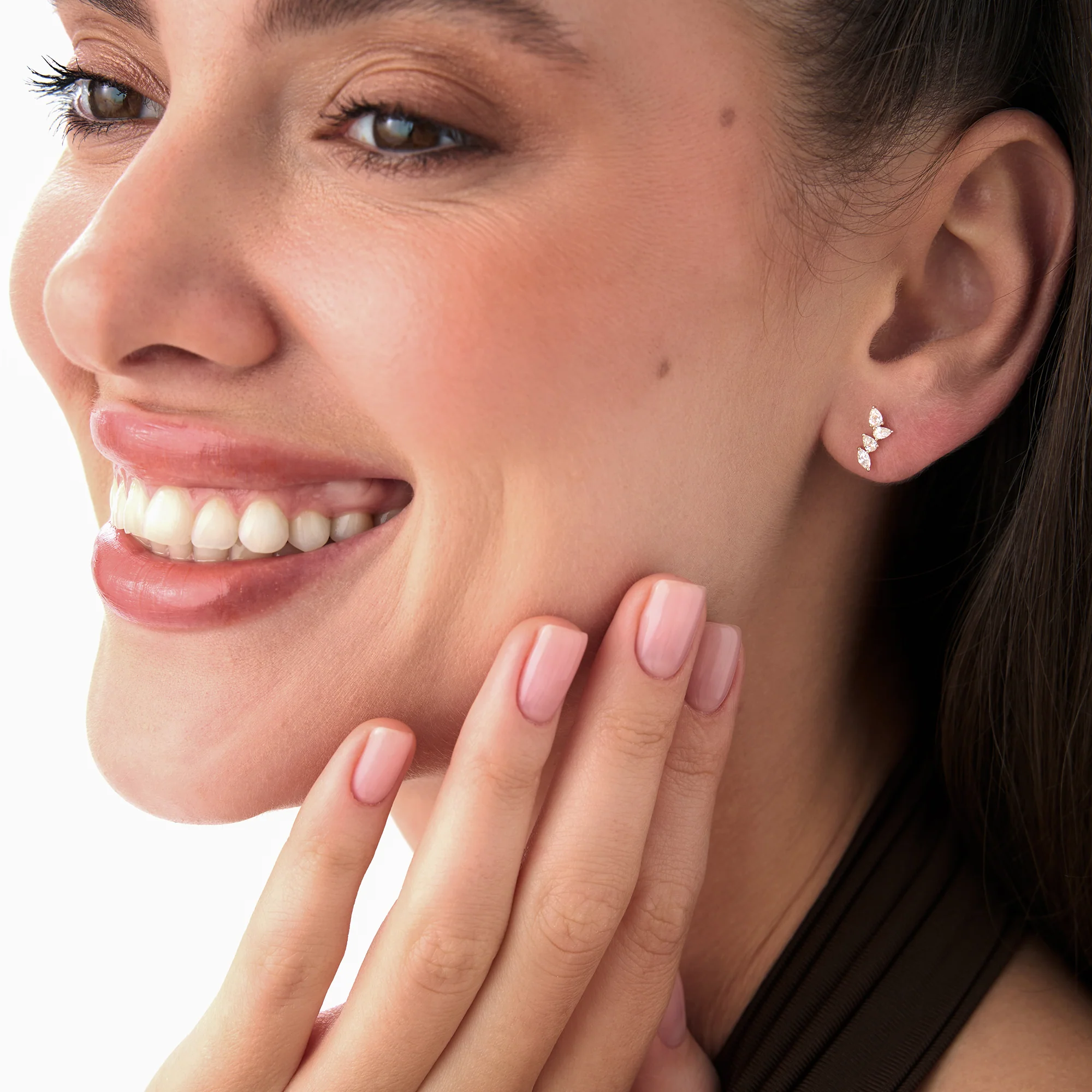 14k Diamond Vine Stud Earrings - Image 3