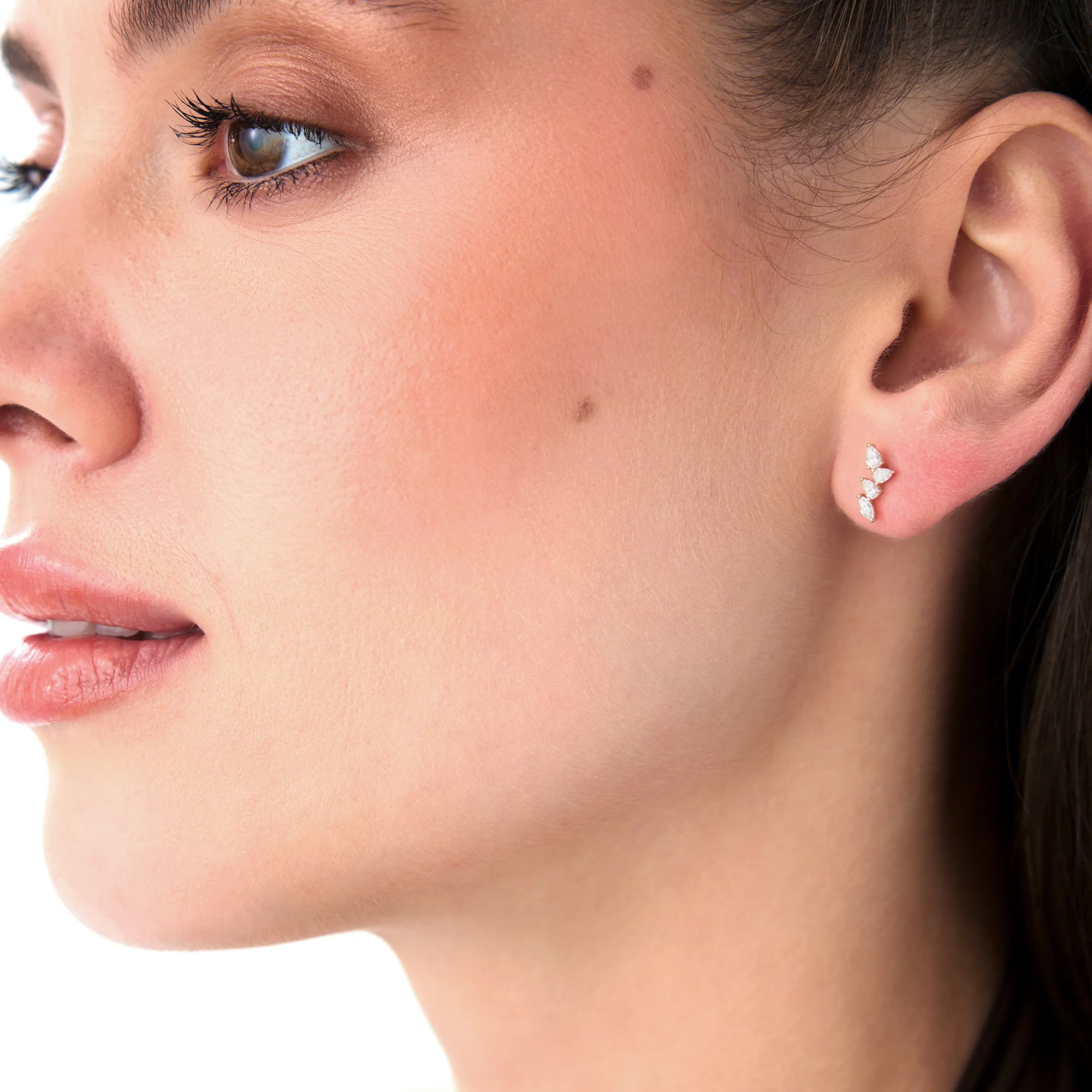 14k Diamond Vine Stud Earrings - Image 4