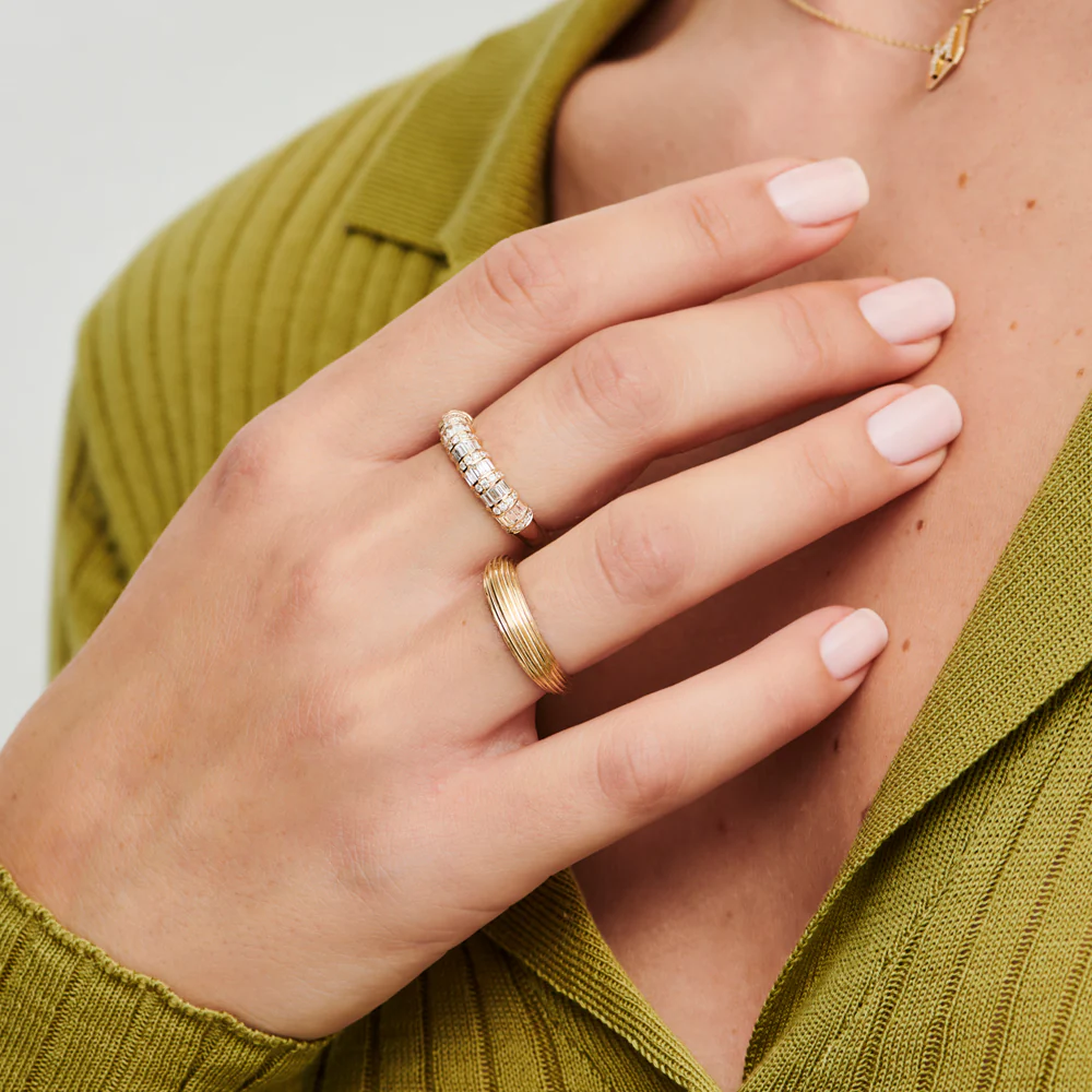 14k Dome Baguette Diamond Women's Anniversary Ring - Image 4