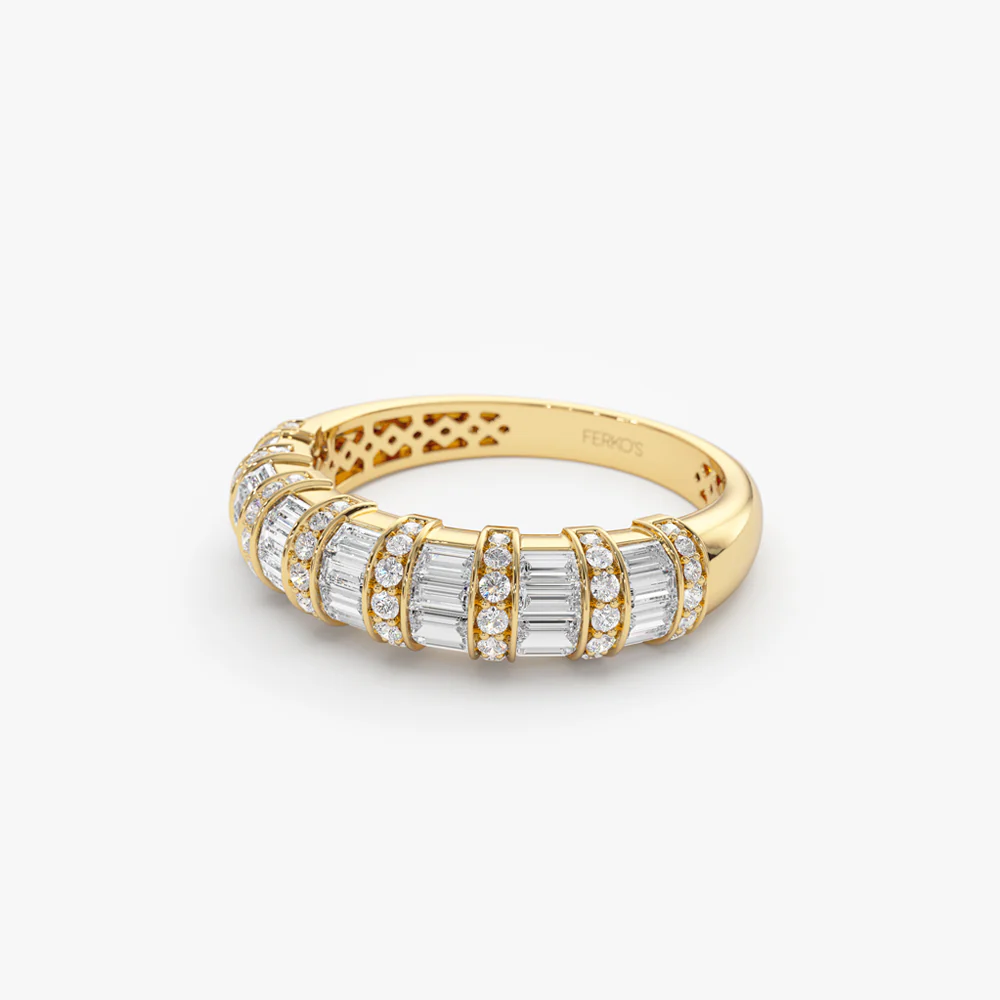 14k Dome Baguette Diamond Women's Anniversary Ring - Image 8