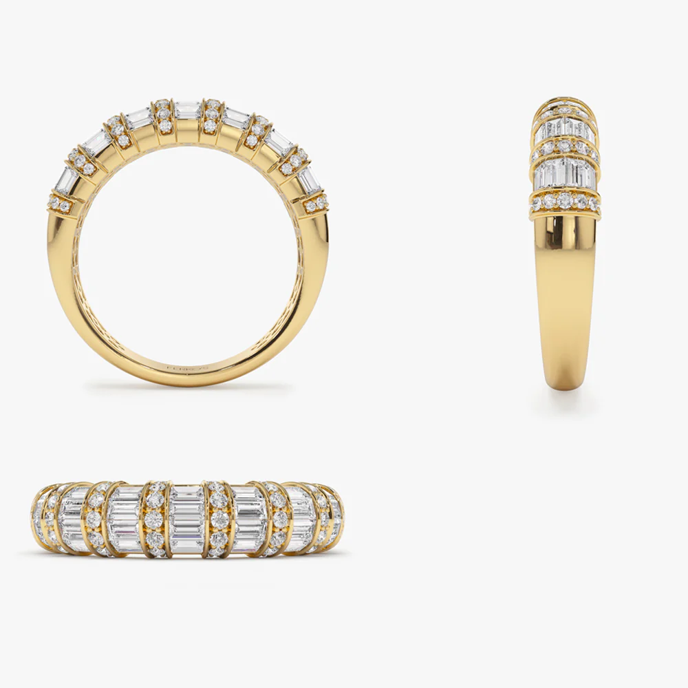 14k Dome Baguette Diamond Women's Anniversary Ring - Image 9