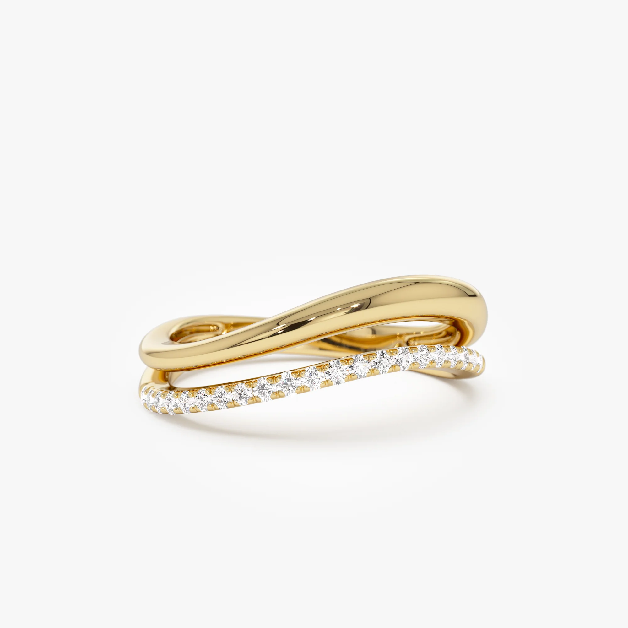 14k  Double Ring Waive Design Diamond Ring