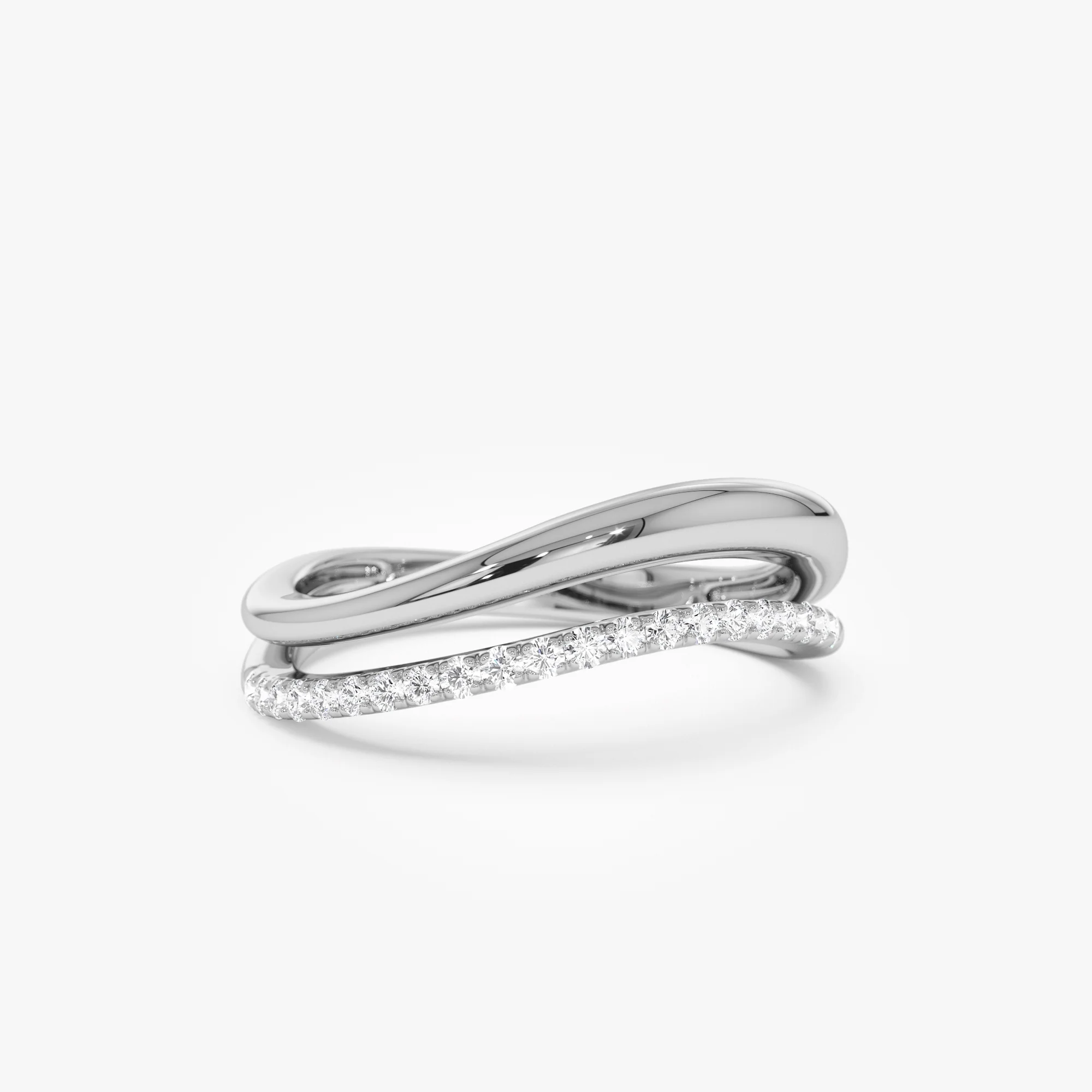 14k  Double Ring Waive Design Diamond Ring - Image 6