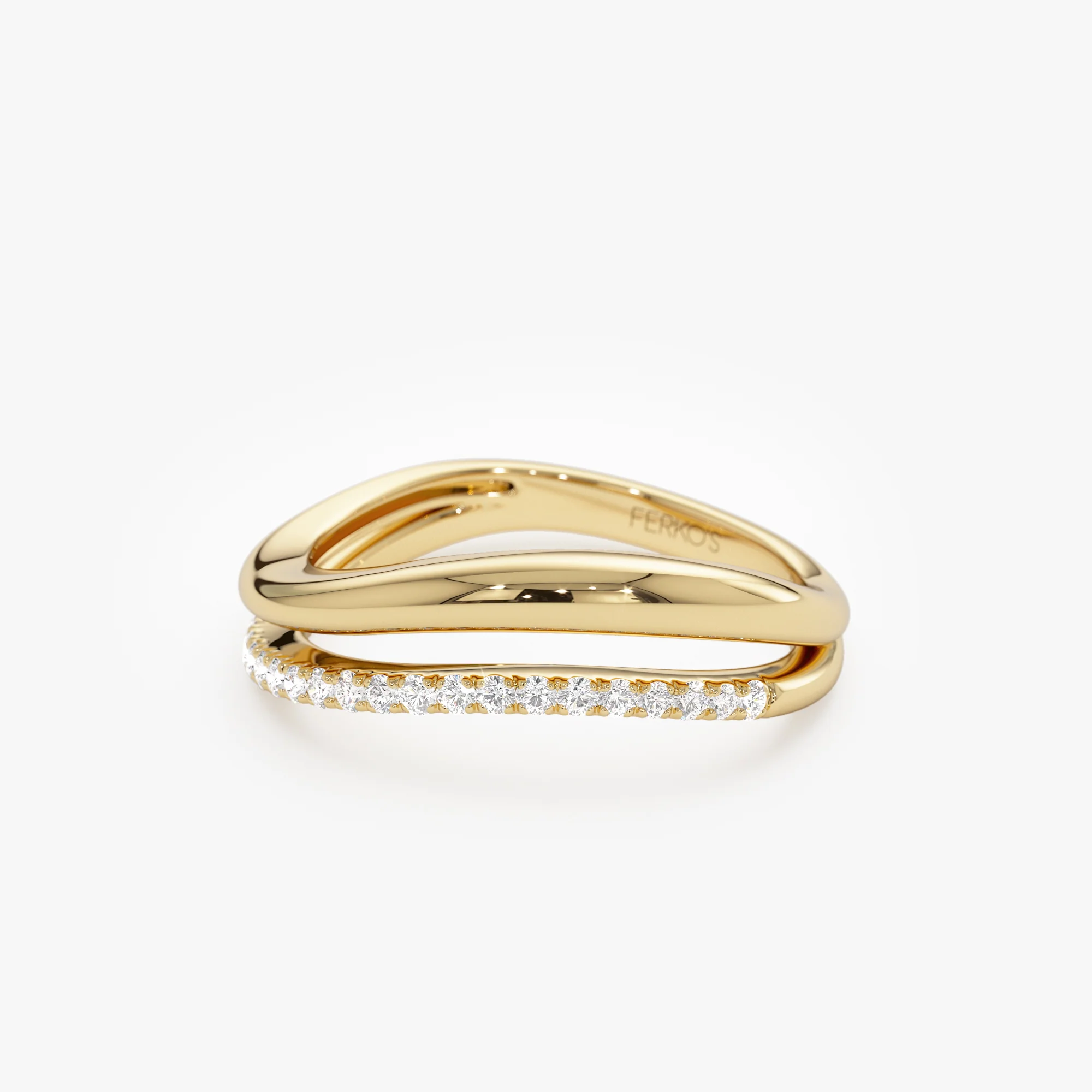 14k  Double Ring Waive Design Diamond Ring - Image 7