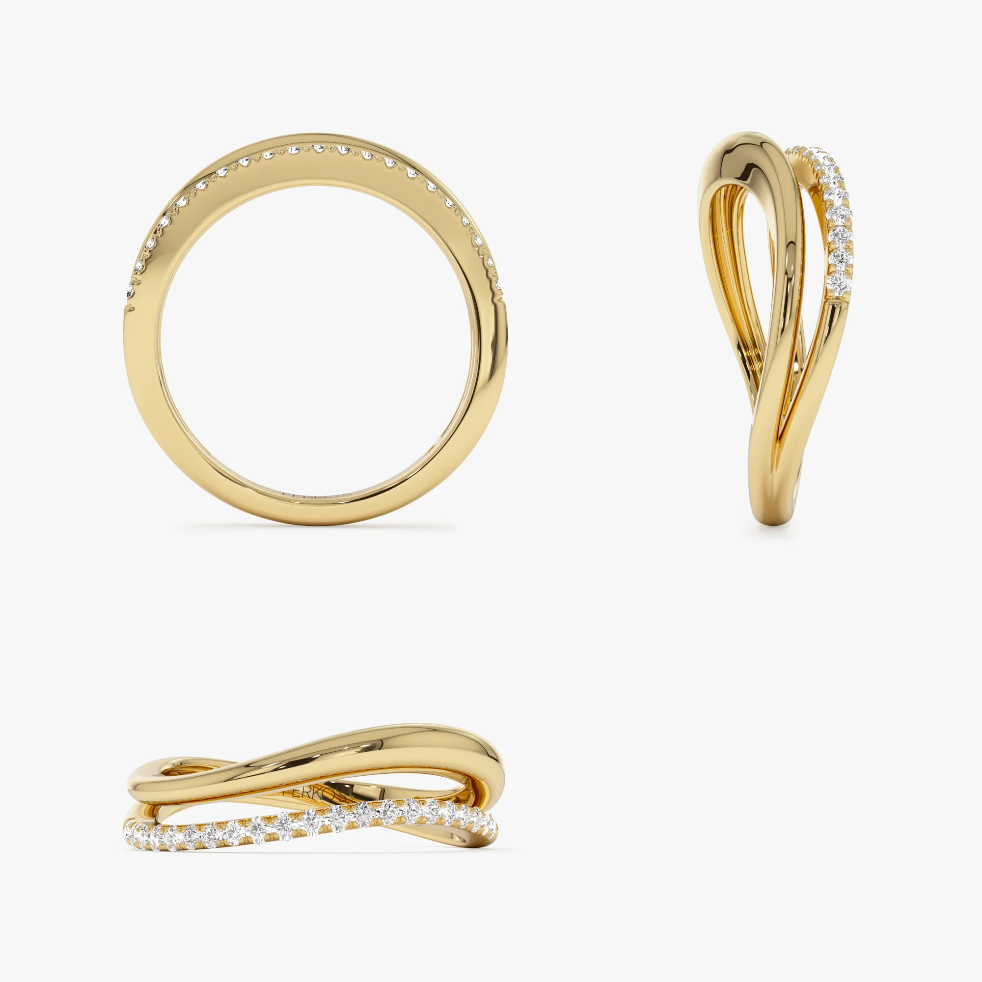 14k  Double Ring Waive Design Diamond Ring - Image 8