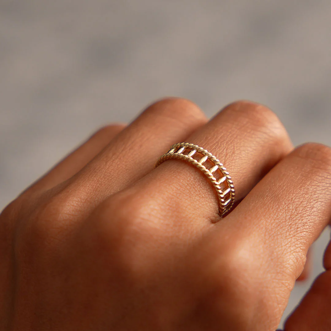 14k Double Rope Link Band Ring - Image 2