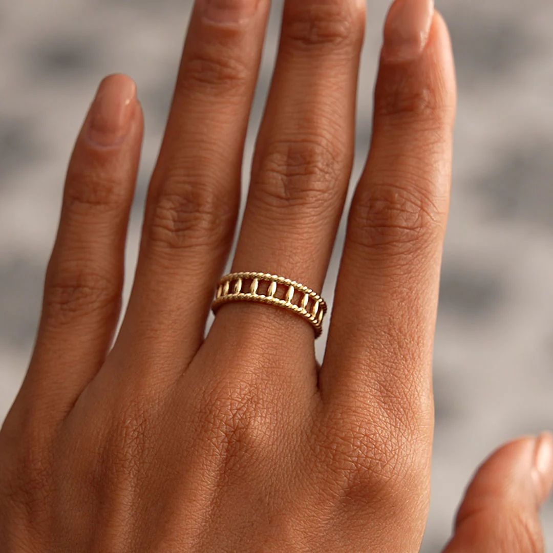 14k Double Rope Link Band Ring - Image 4