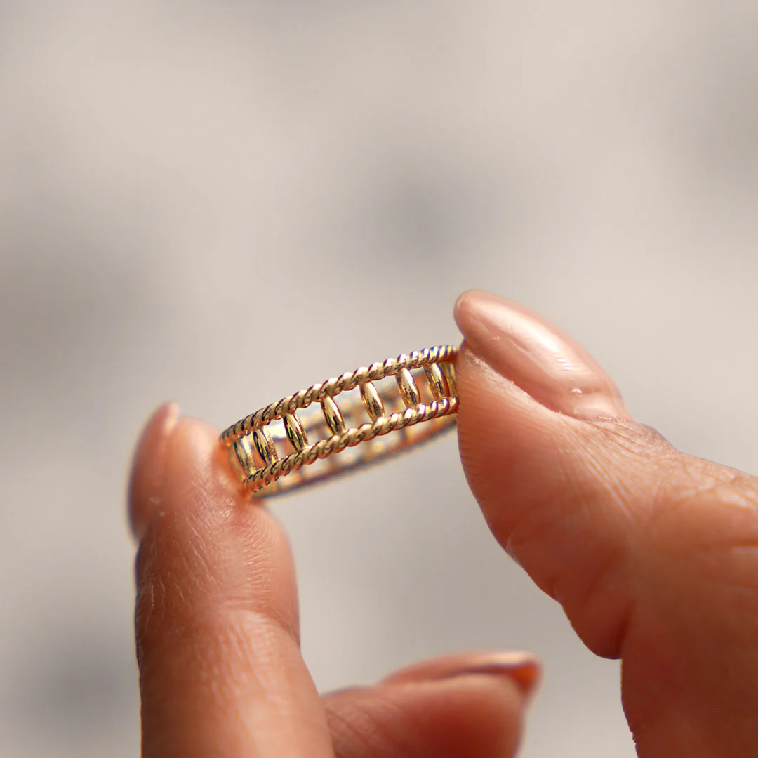 14k Double Rope Link Band Ring - Image 5