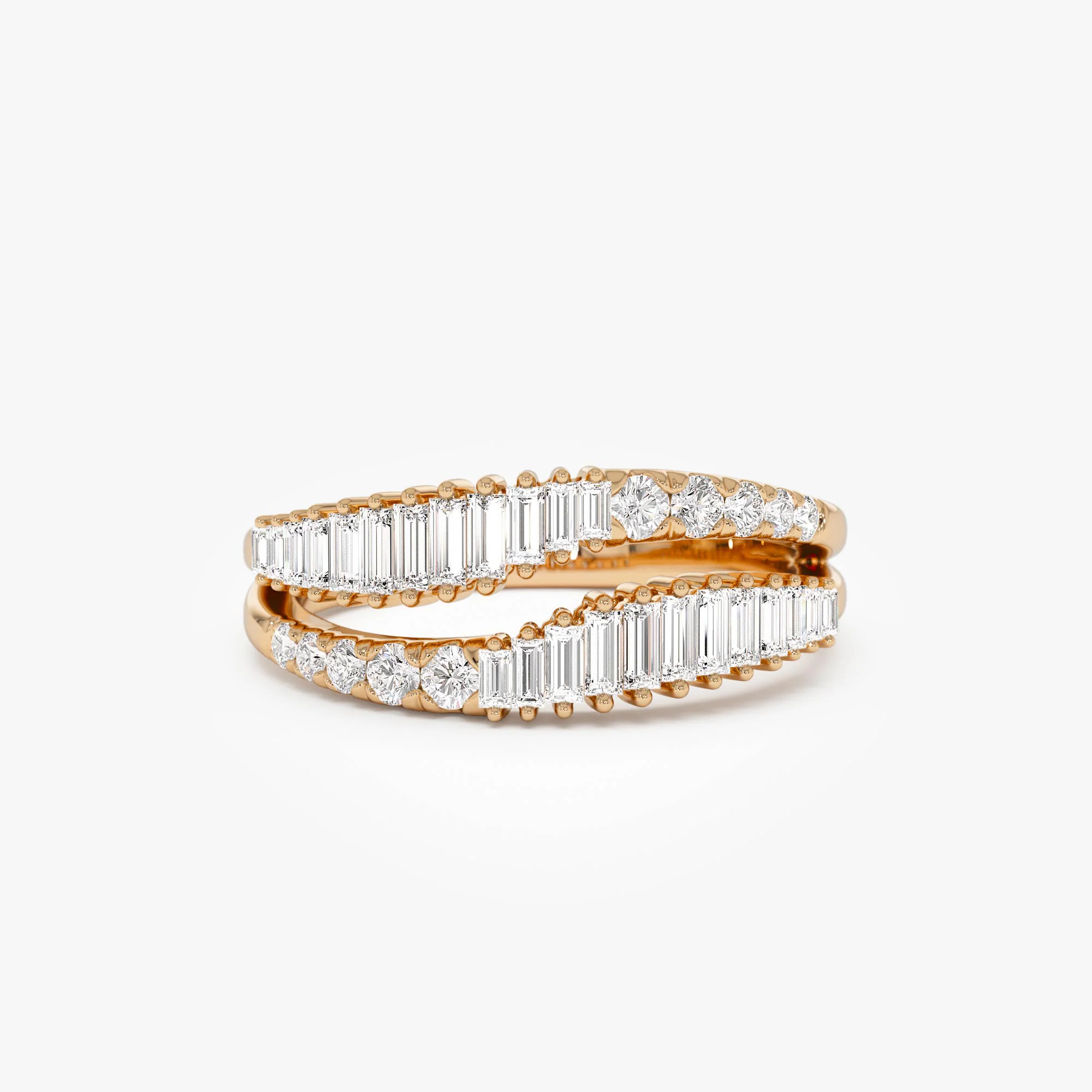 14k Double Row Baguette Diamond Statement Ring - Image 6