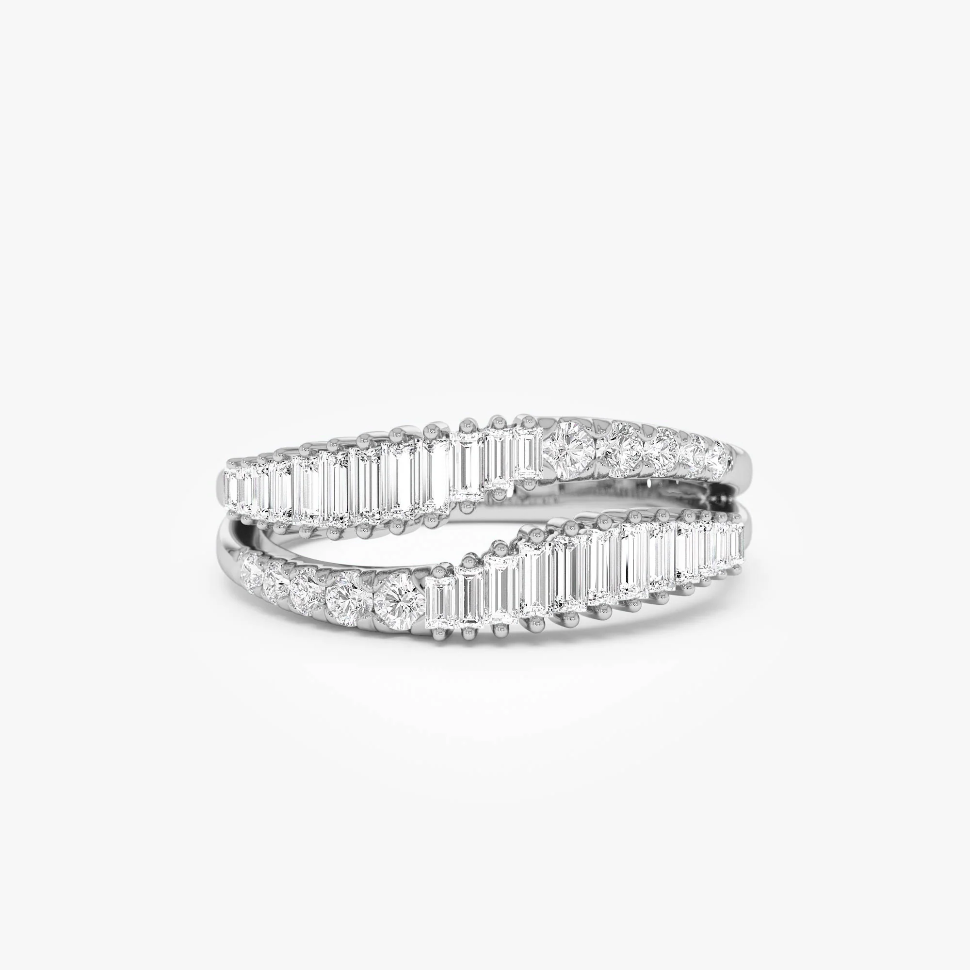 14k Double Row Baguette Diamond Statement Ring - Image 7