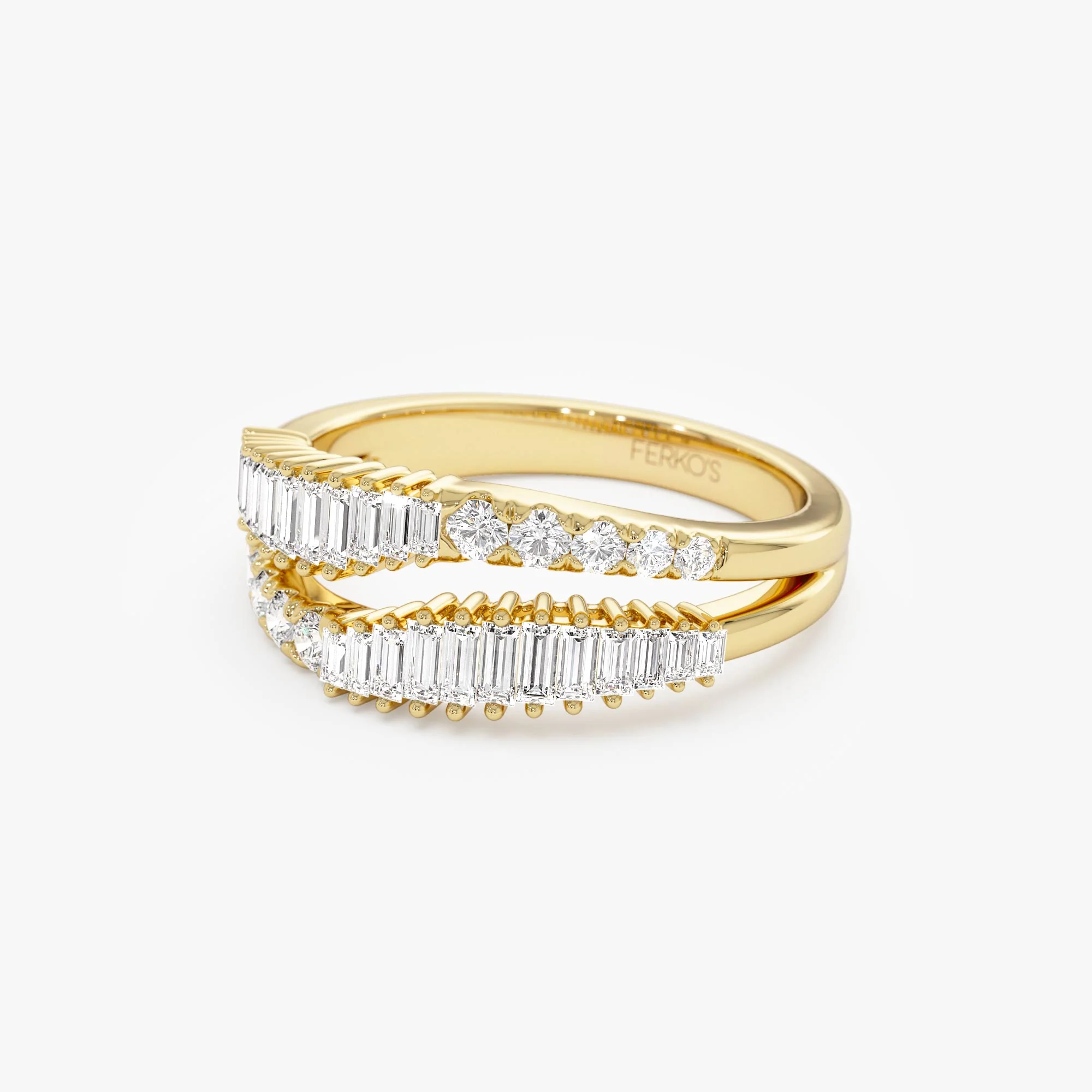 14k Double Row Baguette Diamond Statement Ring - Image 8
