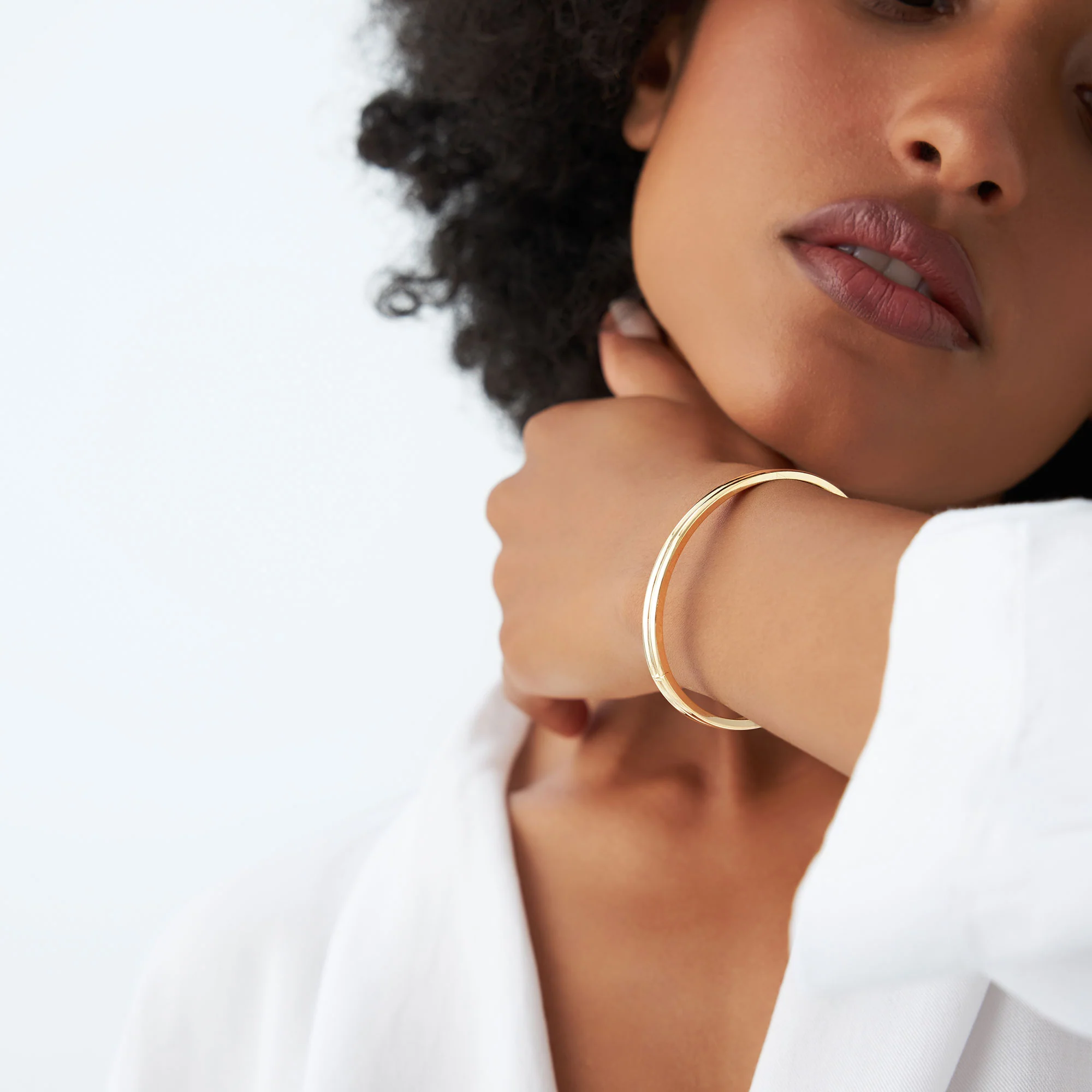 14k Double Row Dome Gold Bangle Bracelet - Image 7