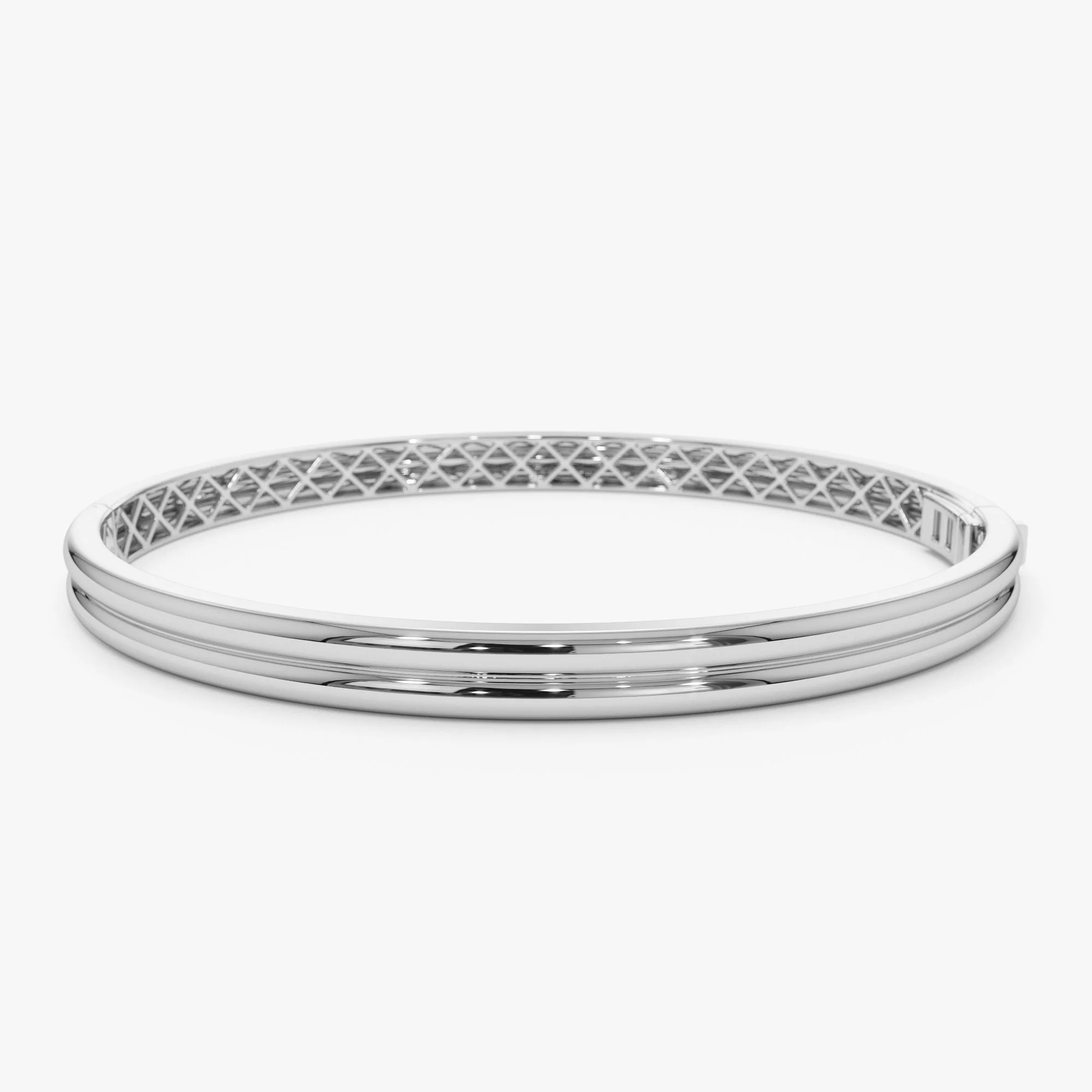 14k Double Row Dome Gold Bangle Bracelet - Image 9