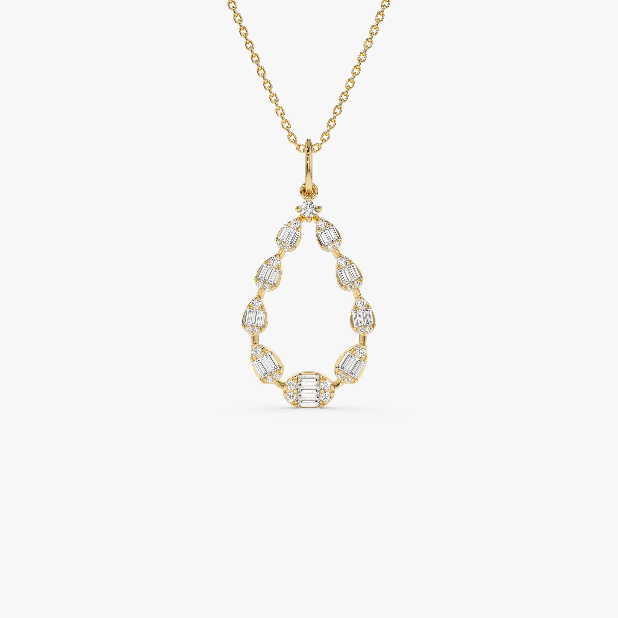 14k Elegant Diamond Pear Shape Necklace