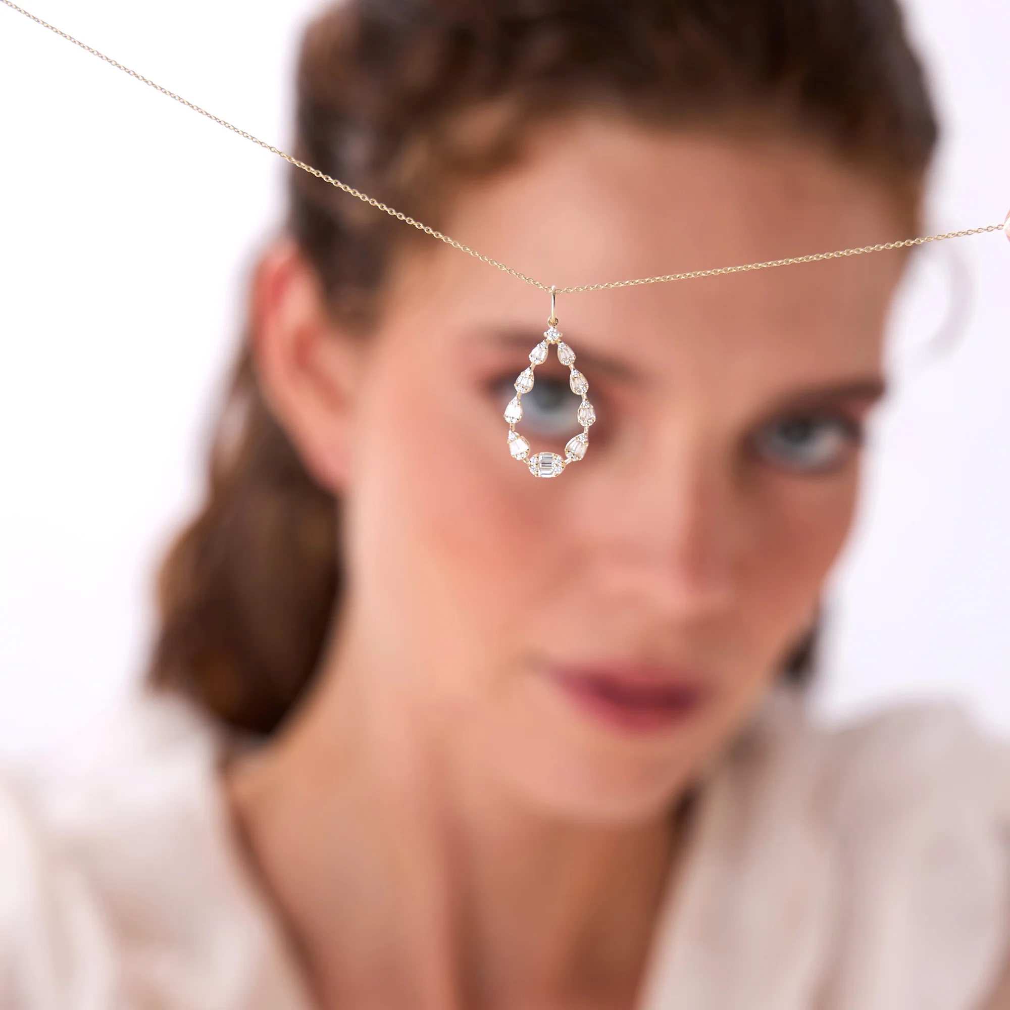14k Elegant Diamond Pear Shape Necklace - Image 4