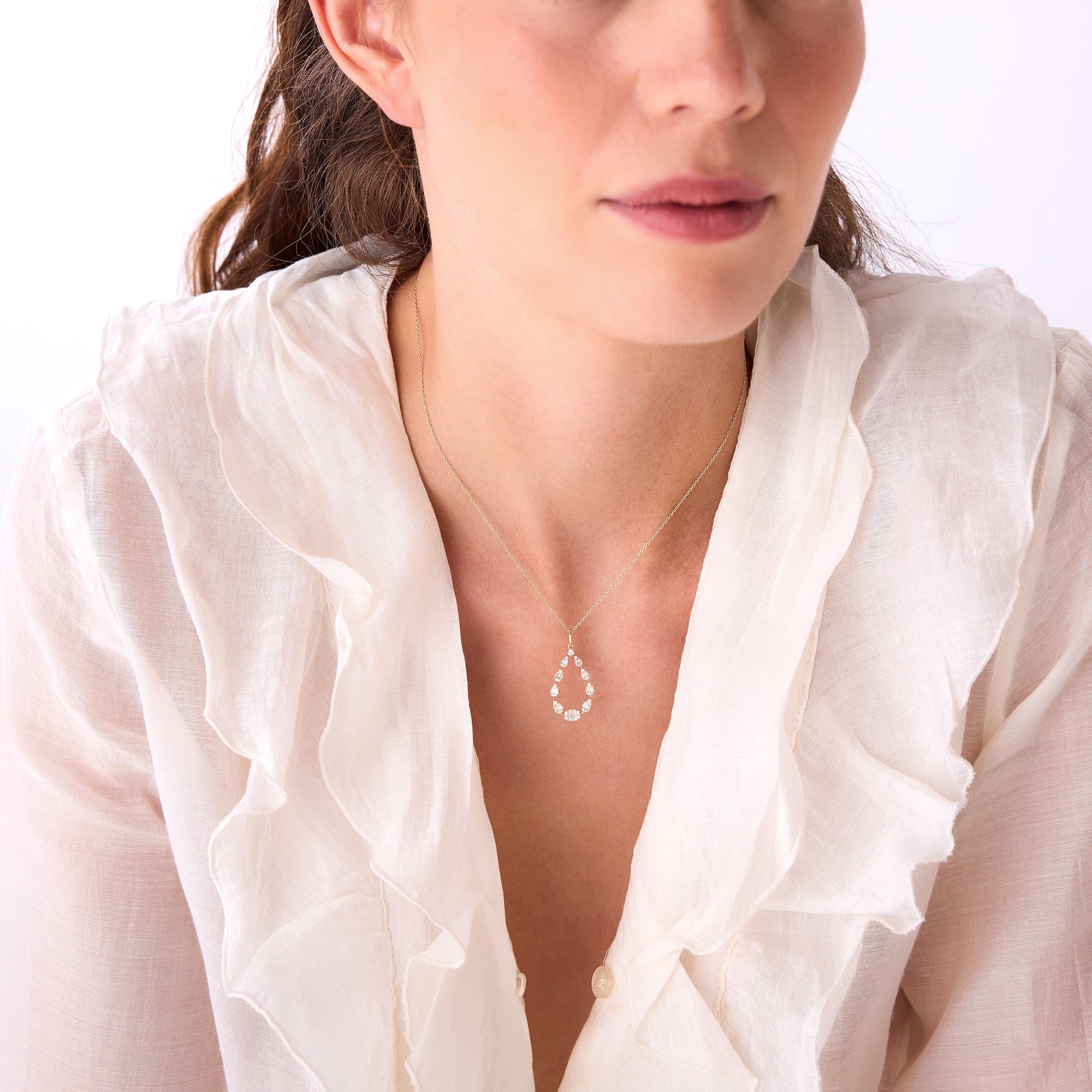 14k Elegant Diamond Pear Shape Necklace - Image 6