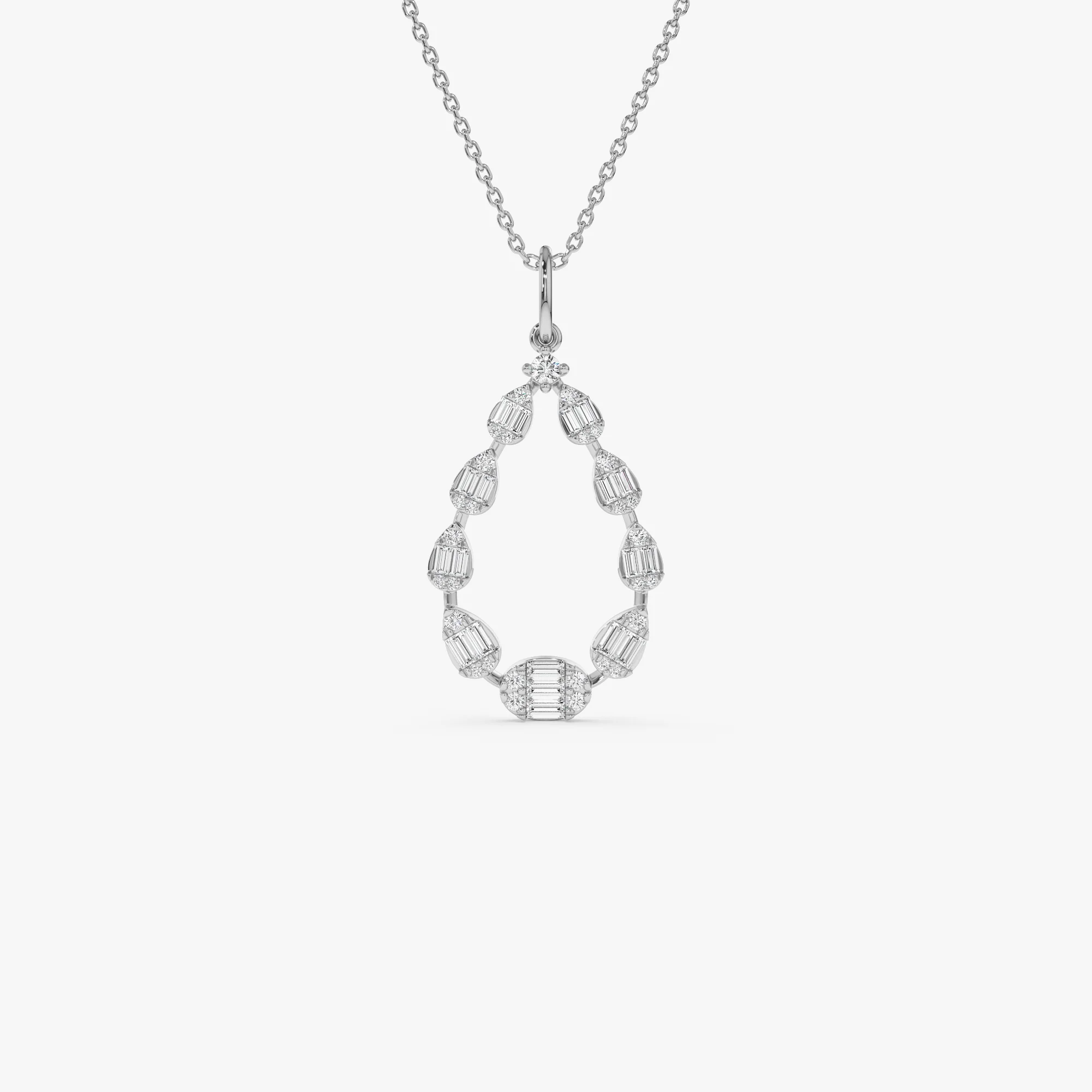 14k Elegant Diamond Pear Shape Necklace - Image 7