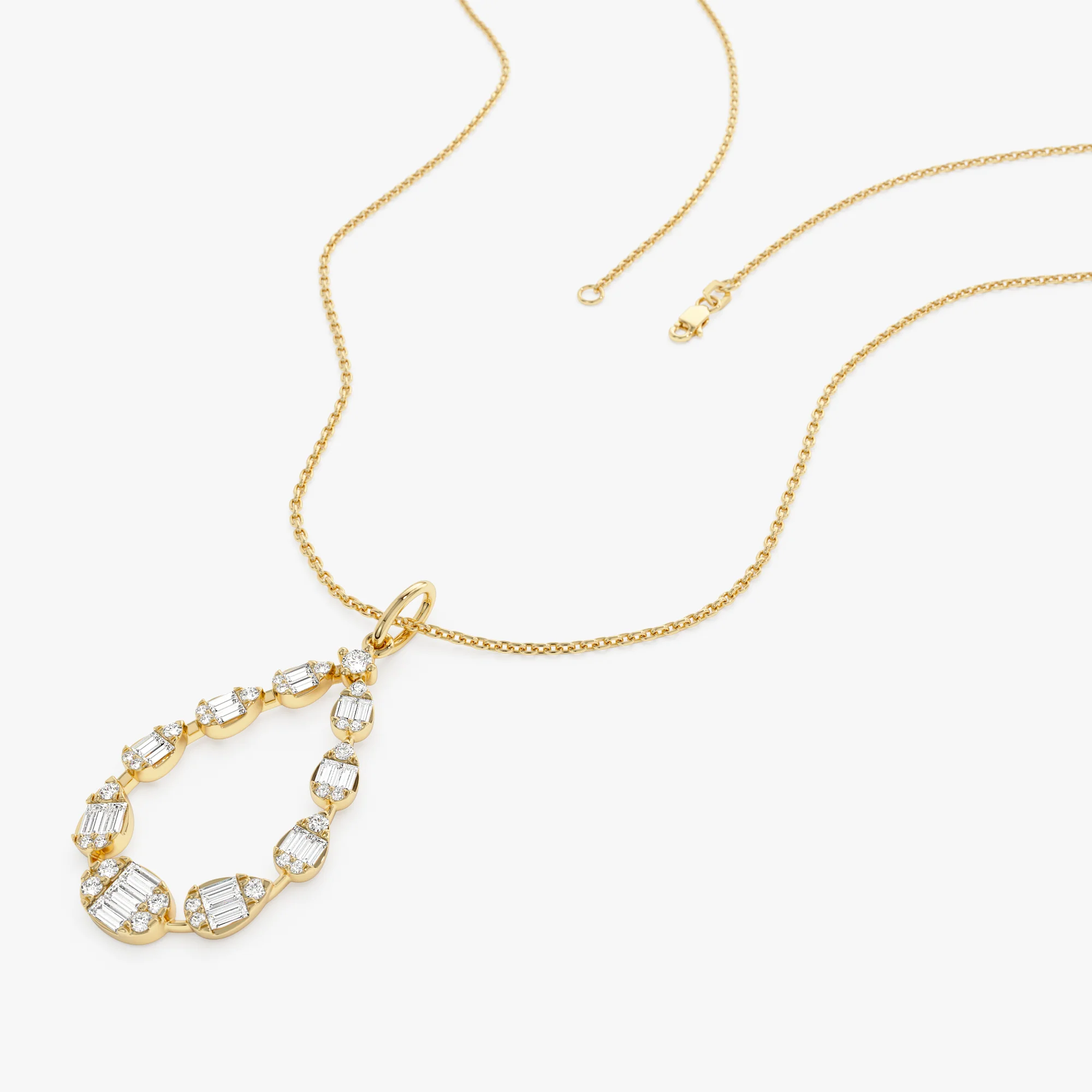 14k Elegant Diamond Pear Shape Necklace - Image 8