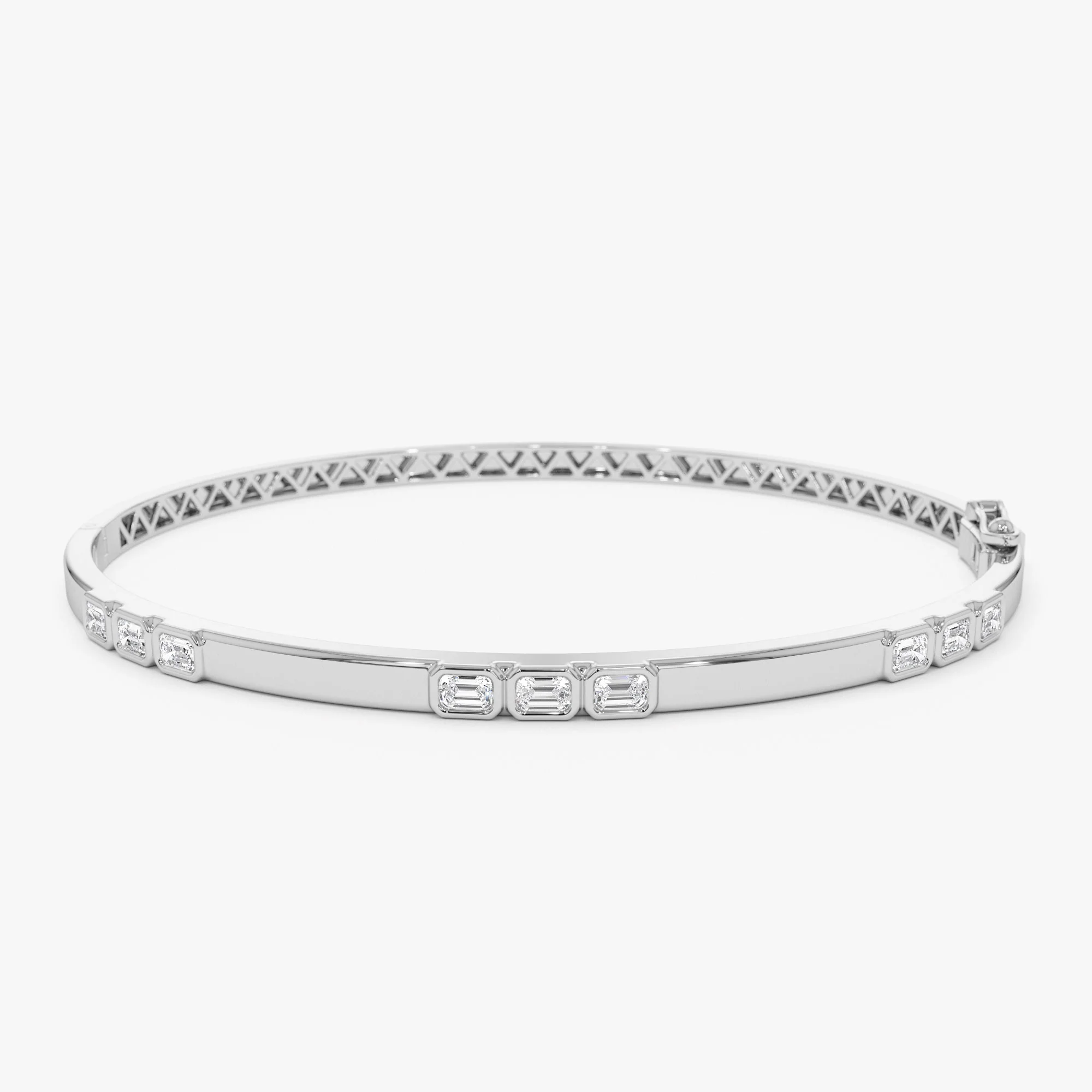 14k Emerald Cut Bezel Setting Bangle - Image 6