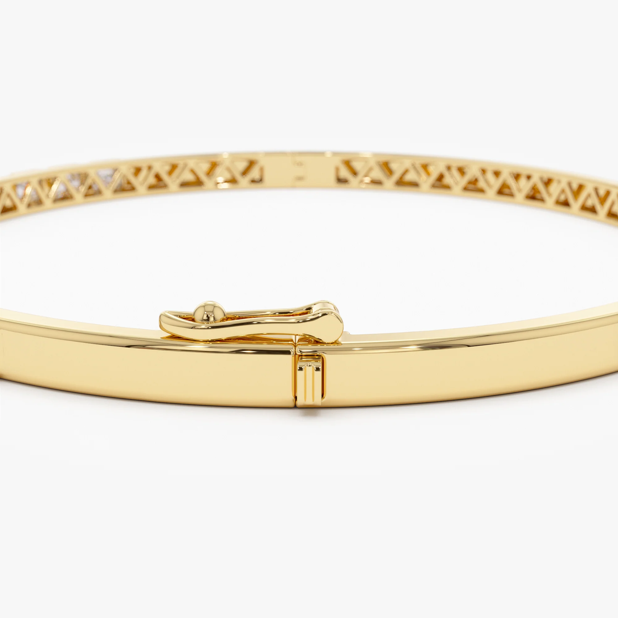 14k Emerald Cut Bezel Setting Bangle - Image 8